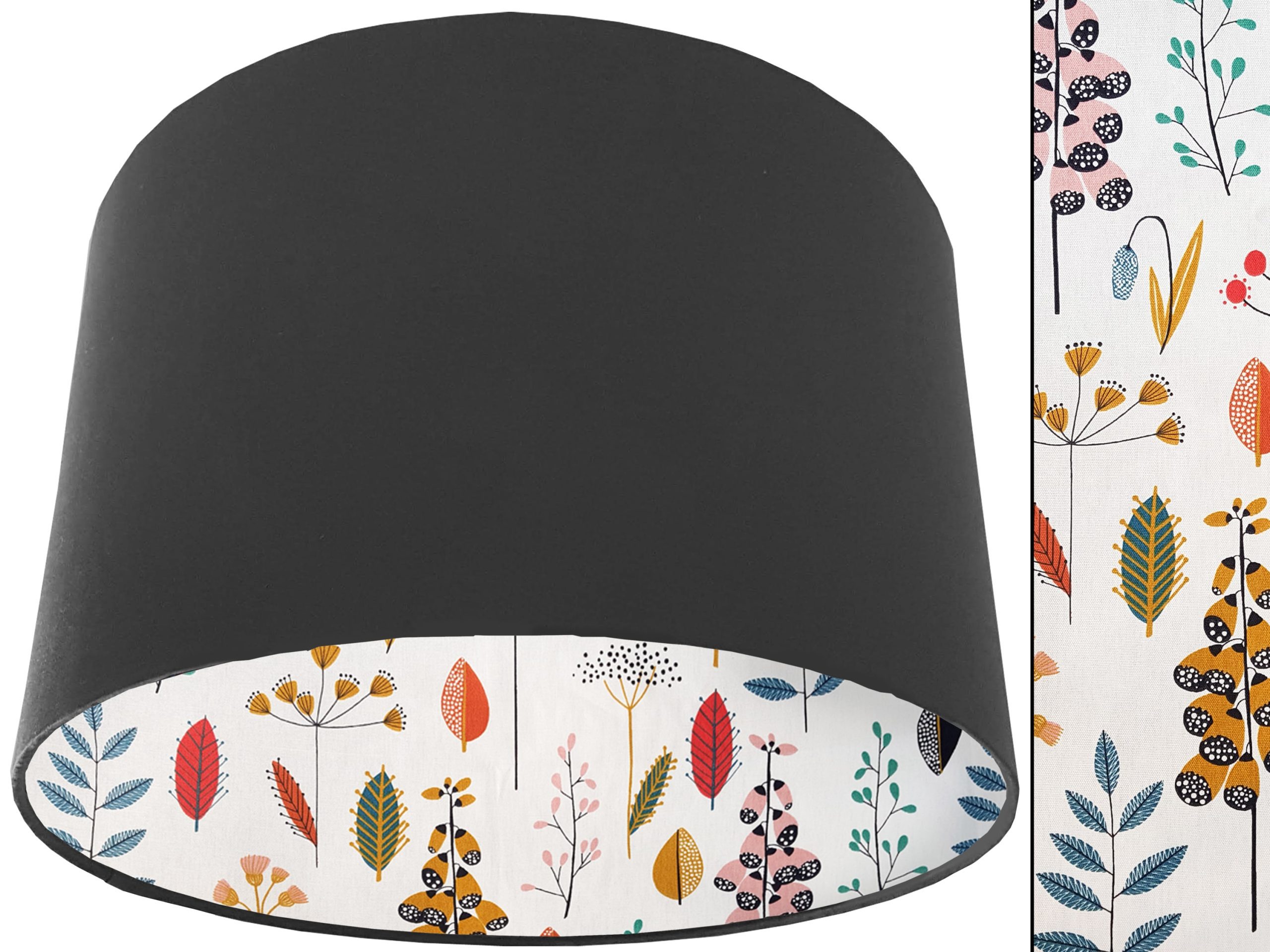 Scandi Flowers Lampshade Dark Grey, Stylish Modern Home Light