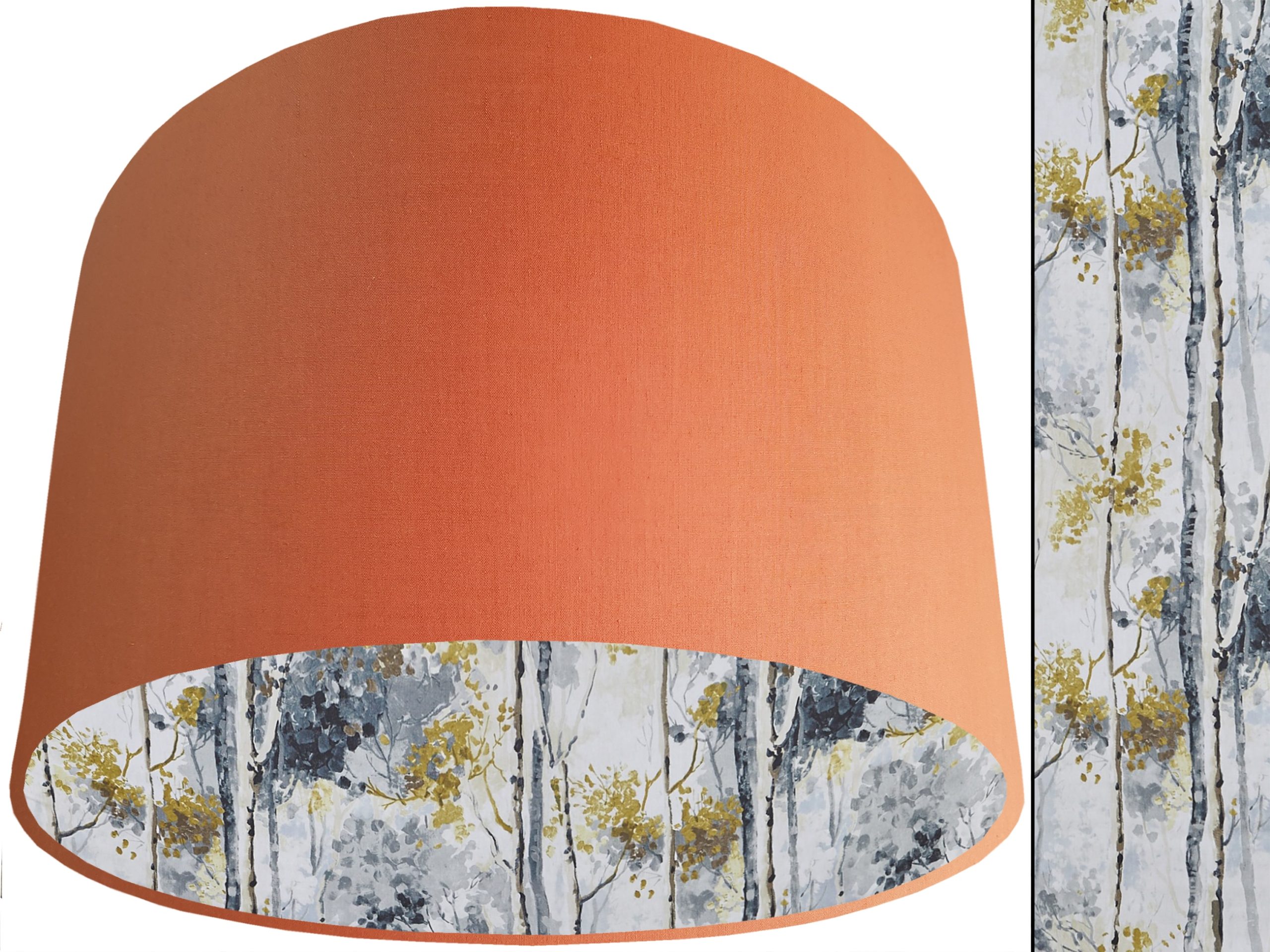 Silver Birch Lampshade Orange, Modern Scandinavian Light