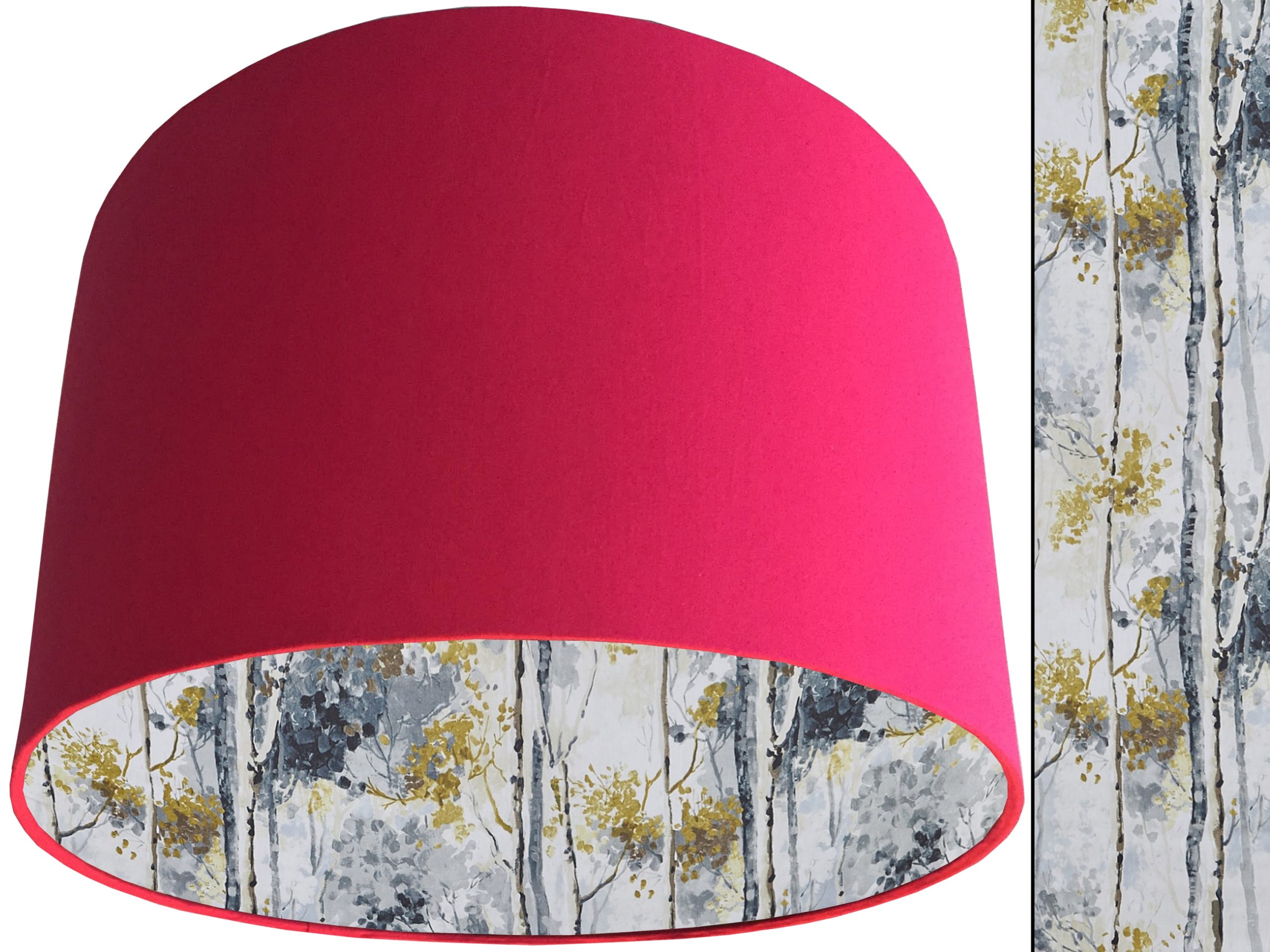 Silver Birch Lampshade Pink, Modern Scandinavian Light