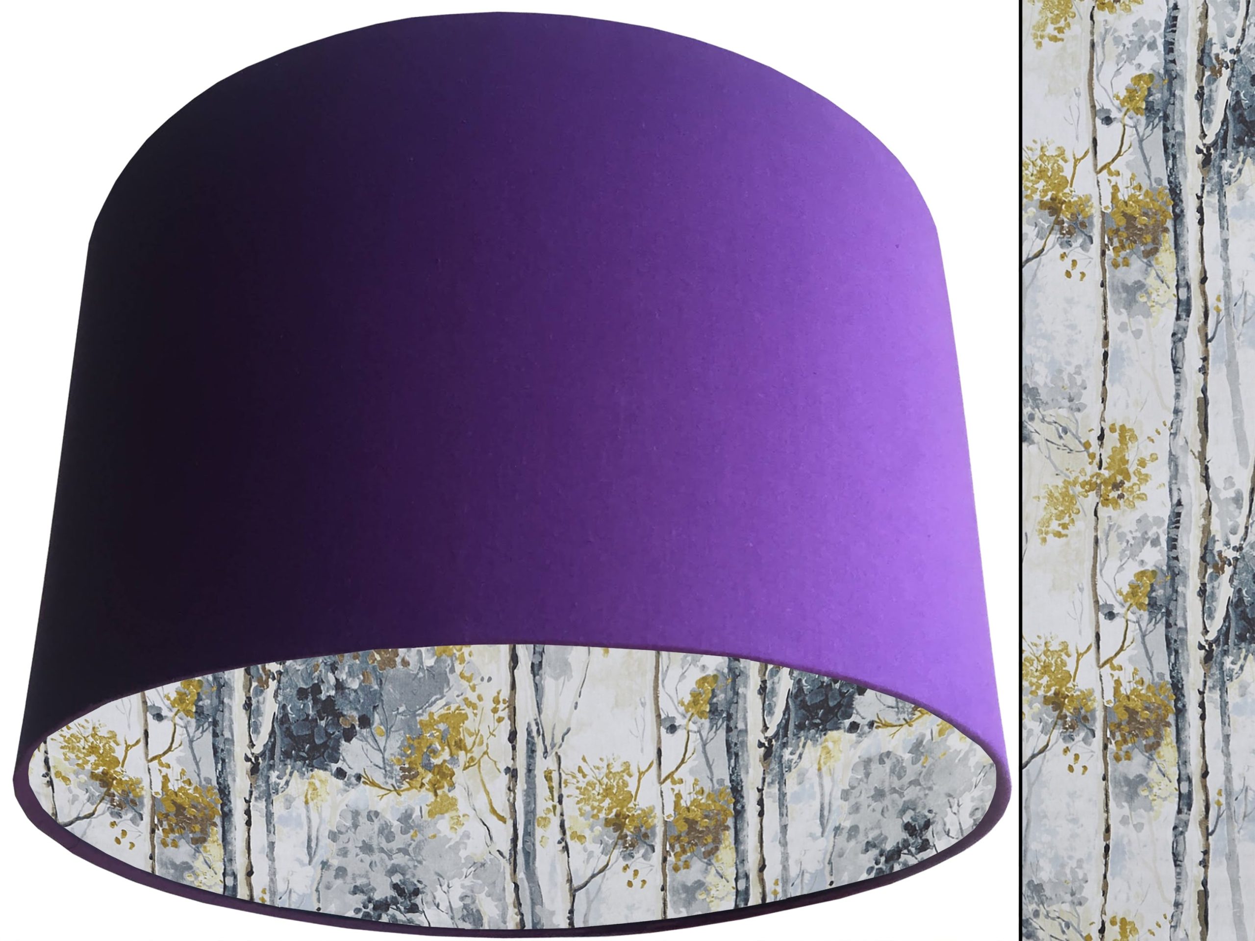Silver Birch Lampshade Purple, Modern Scandinavian Light
