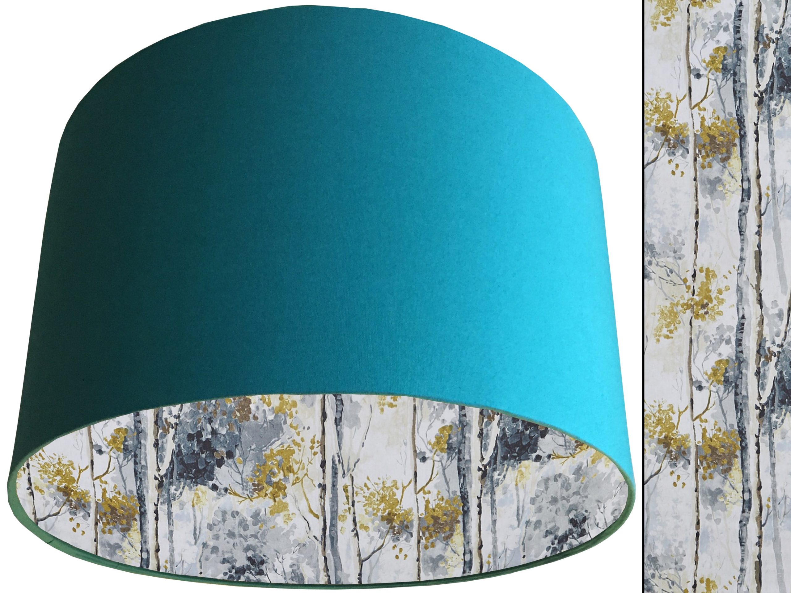 Silver Birch Lampshade Teal, Modern Scandinavian Light