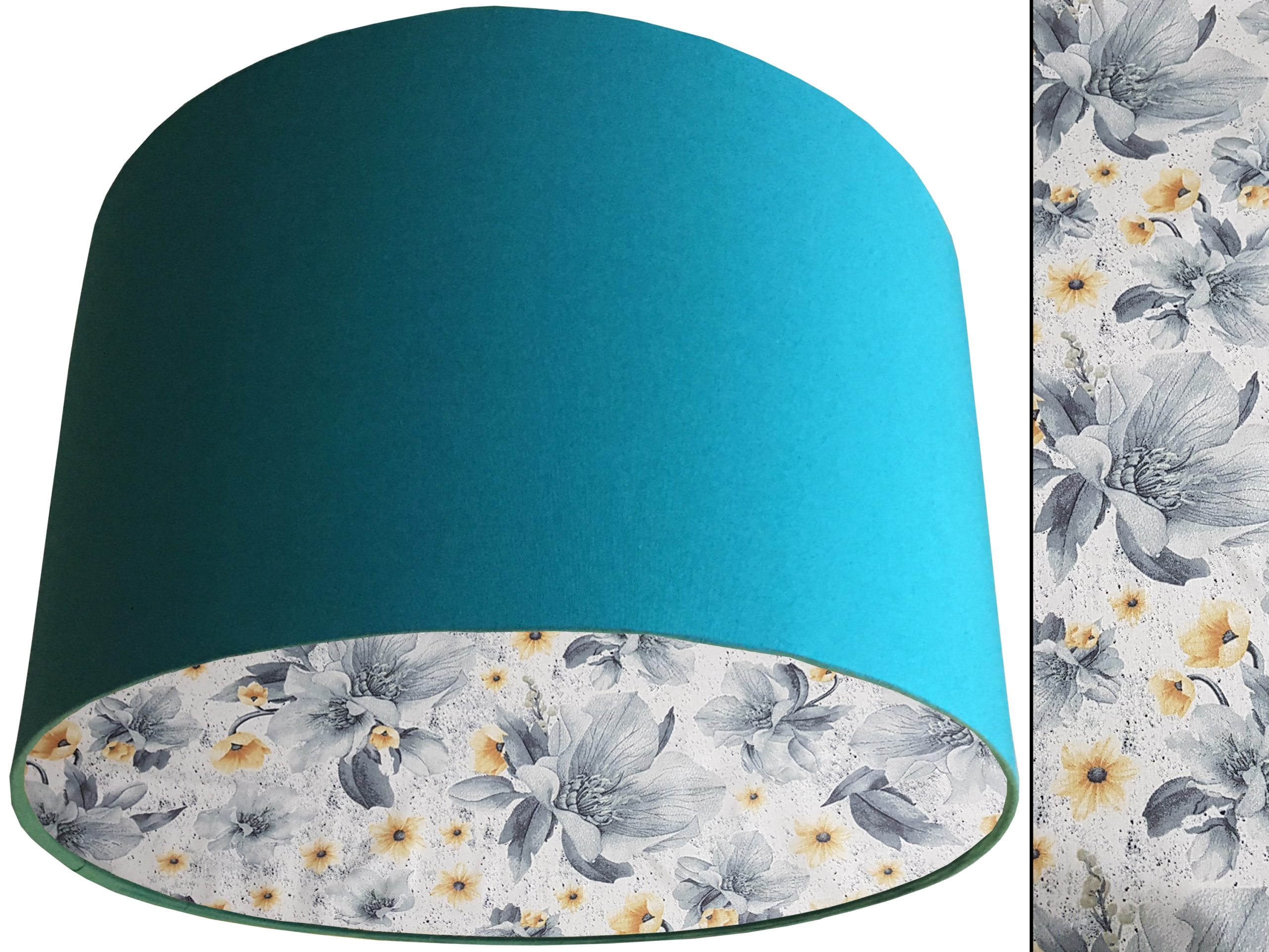 Silver Flower Lampshade Teal, Stylish Country Home Interior