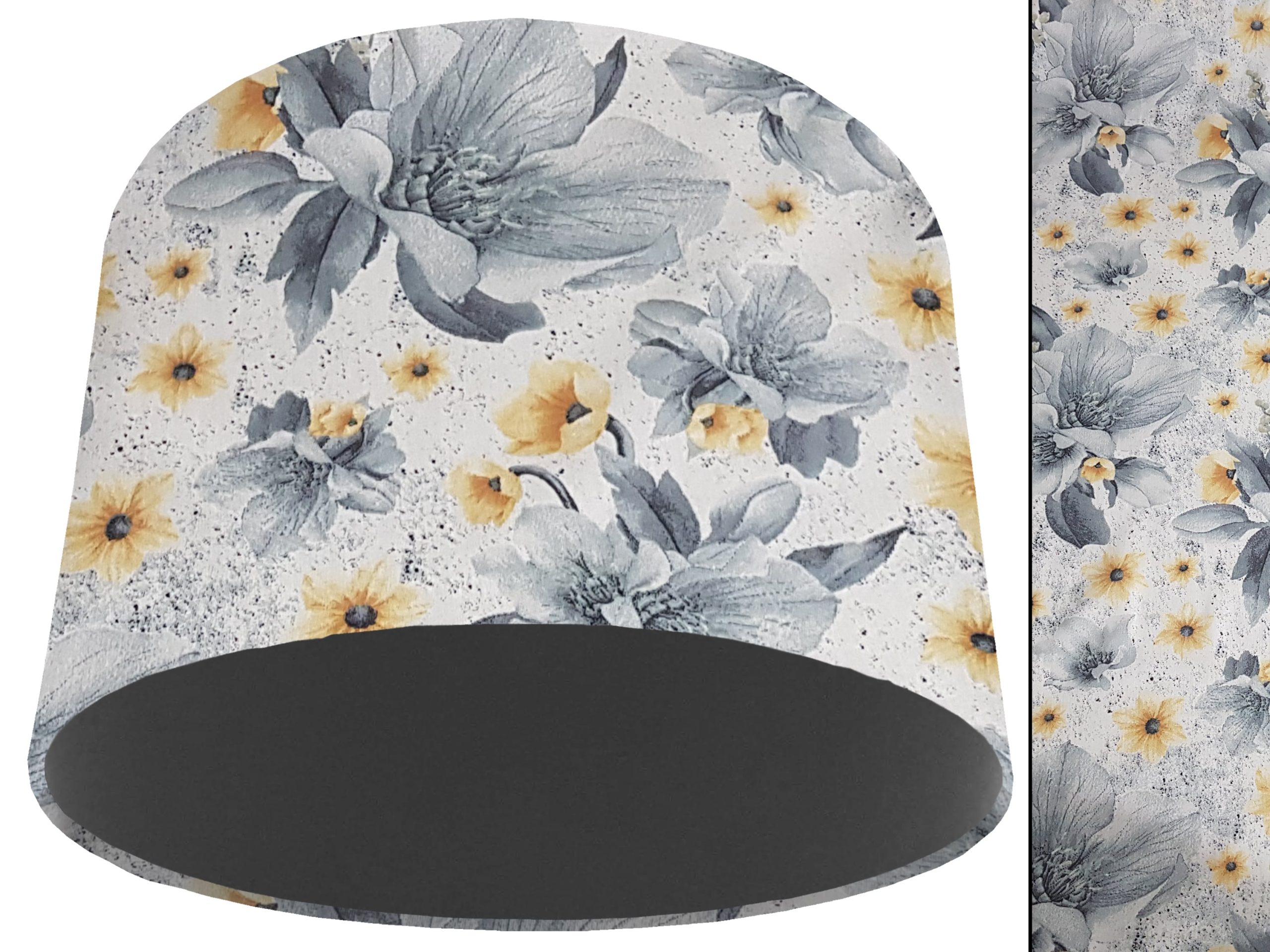 Silver Flower Light Shade Dark Grey, Classic Country Lampshade