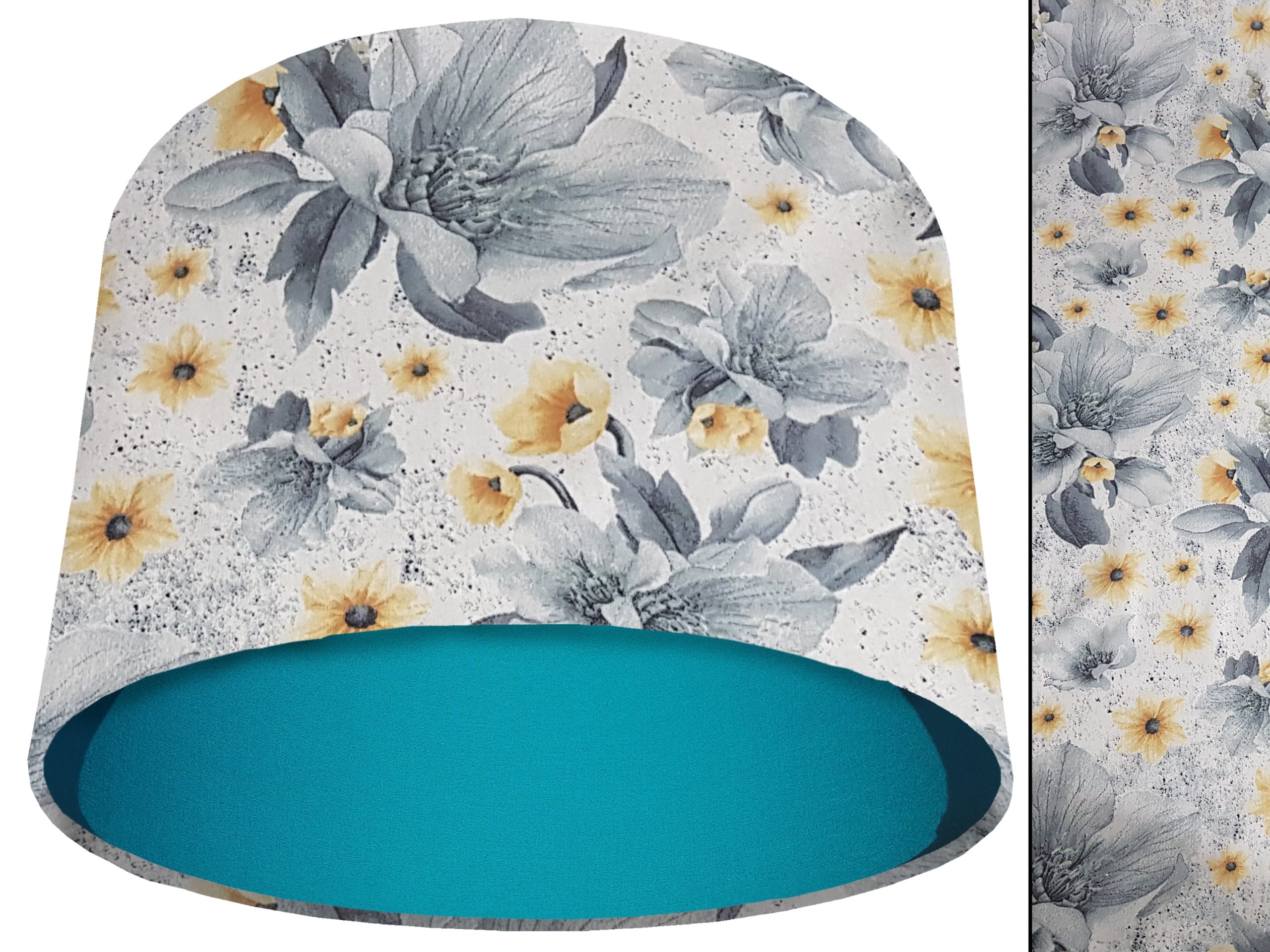 Silver Flower Light Shade Teal, Classic Country Lampshade