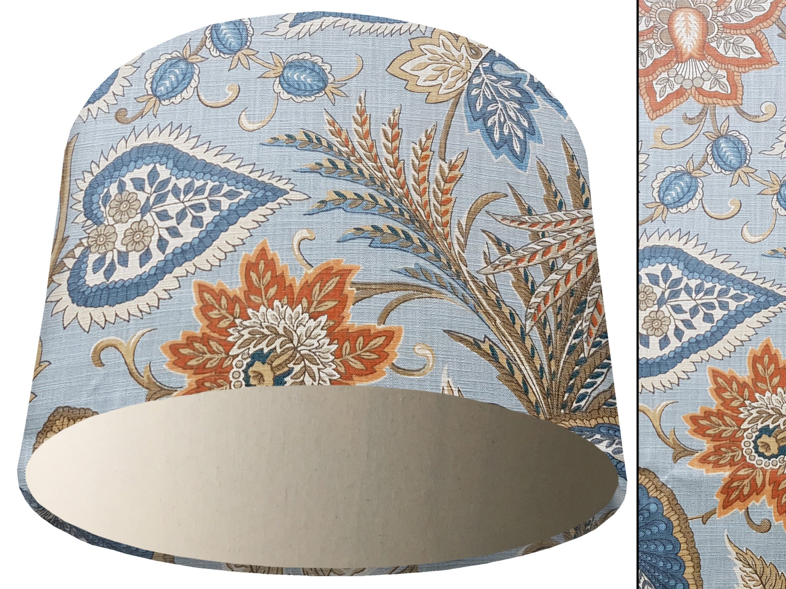 Paisley Sky Blue Light Shade Cream, Modern Home Interior