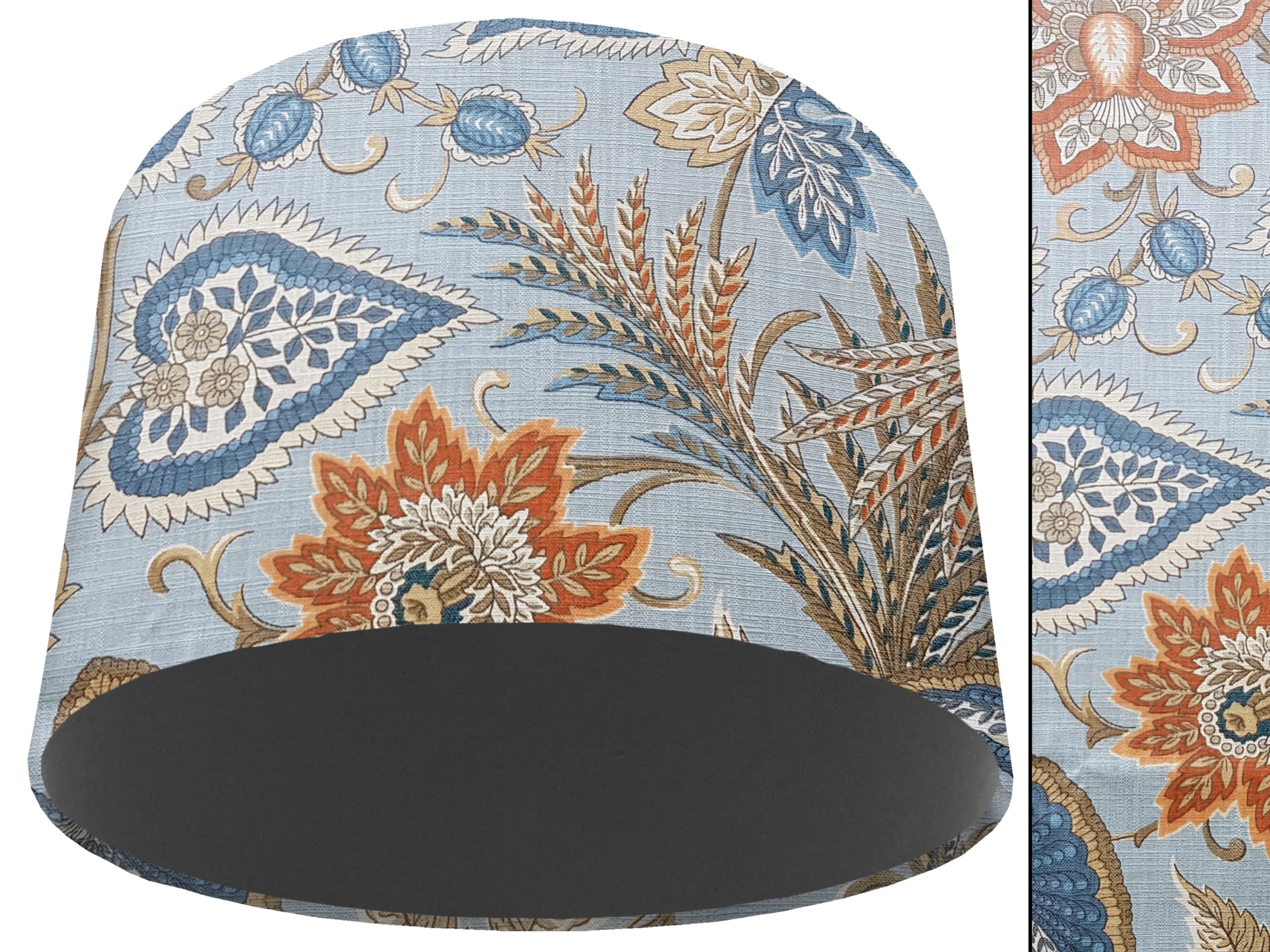 Paisley Sky Blue Light Shade Dark Grey, Modern Home Interior