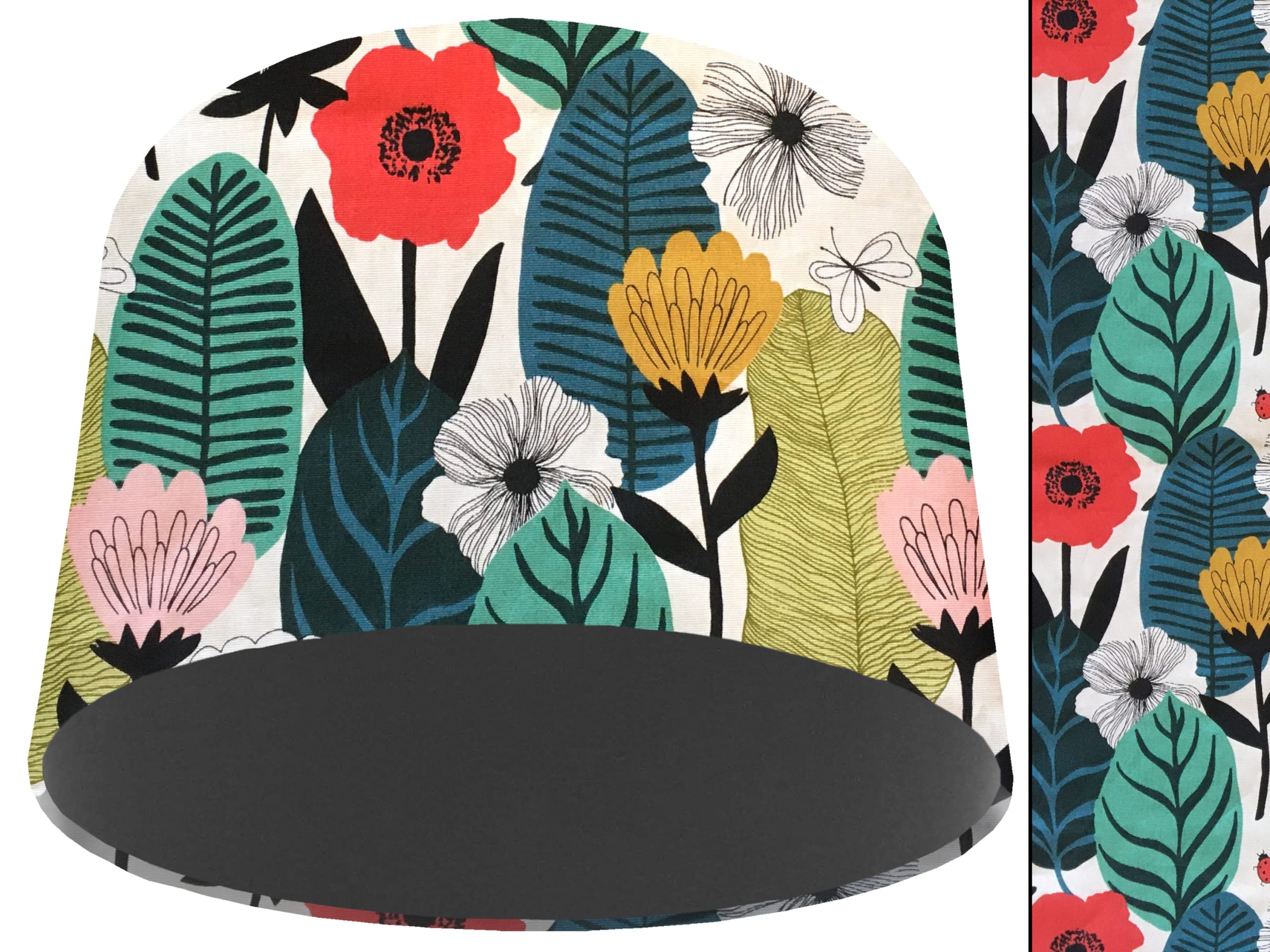 Summer Leaf Light Shade Dark Grey, Modern Scandi Lampshade
