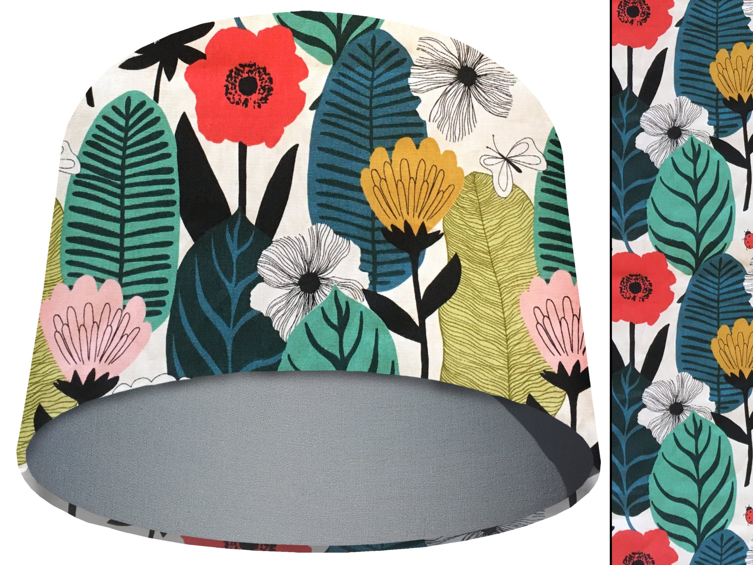 Summer Leaf Light Shade Light Grey, Modern Scandi Lampshade