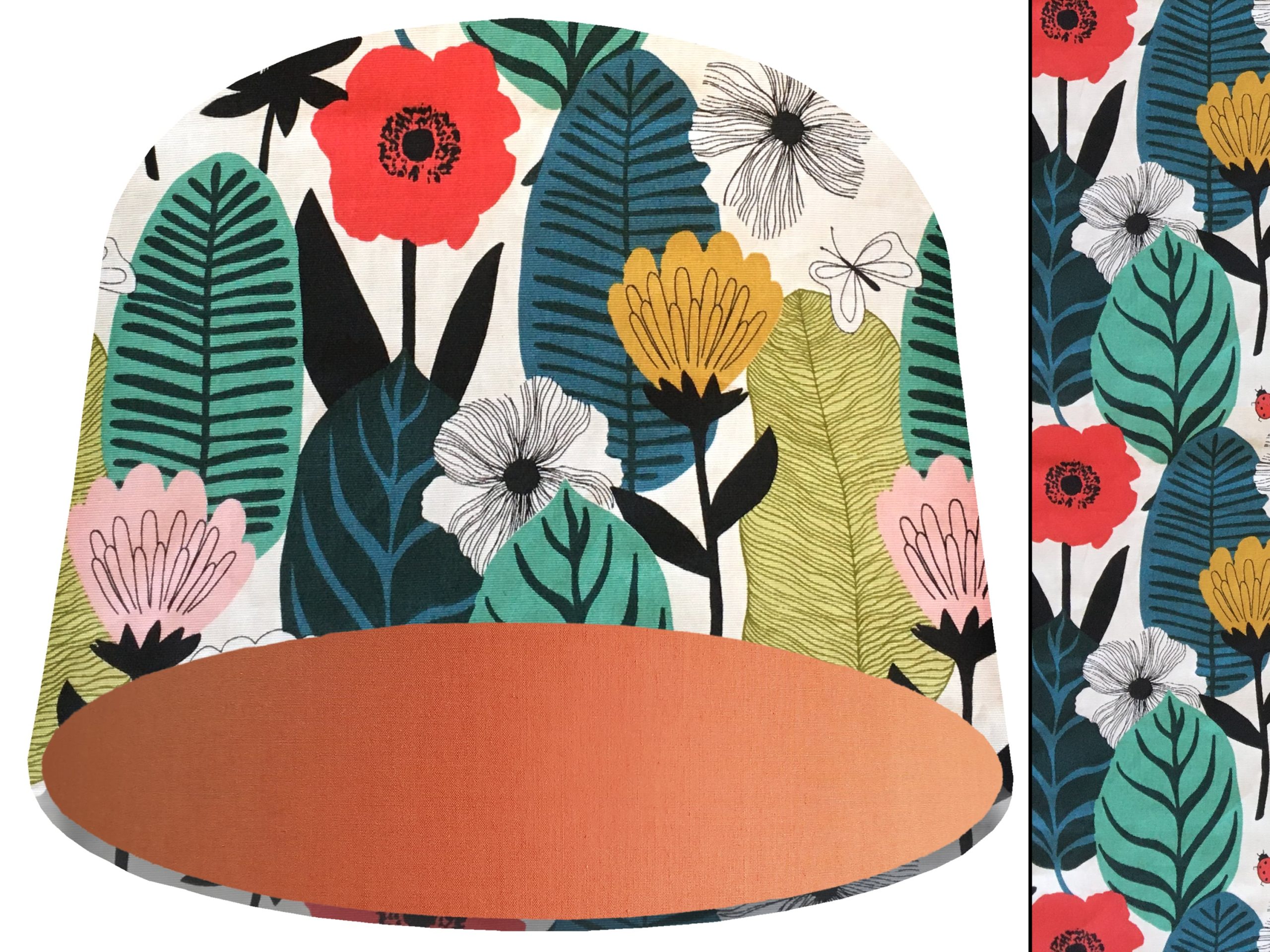 Summer Leaf Light Shade Orange, Modern Scandi Lampshade