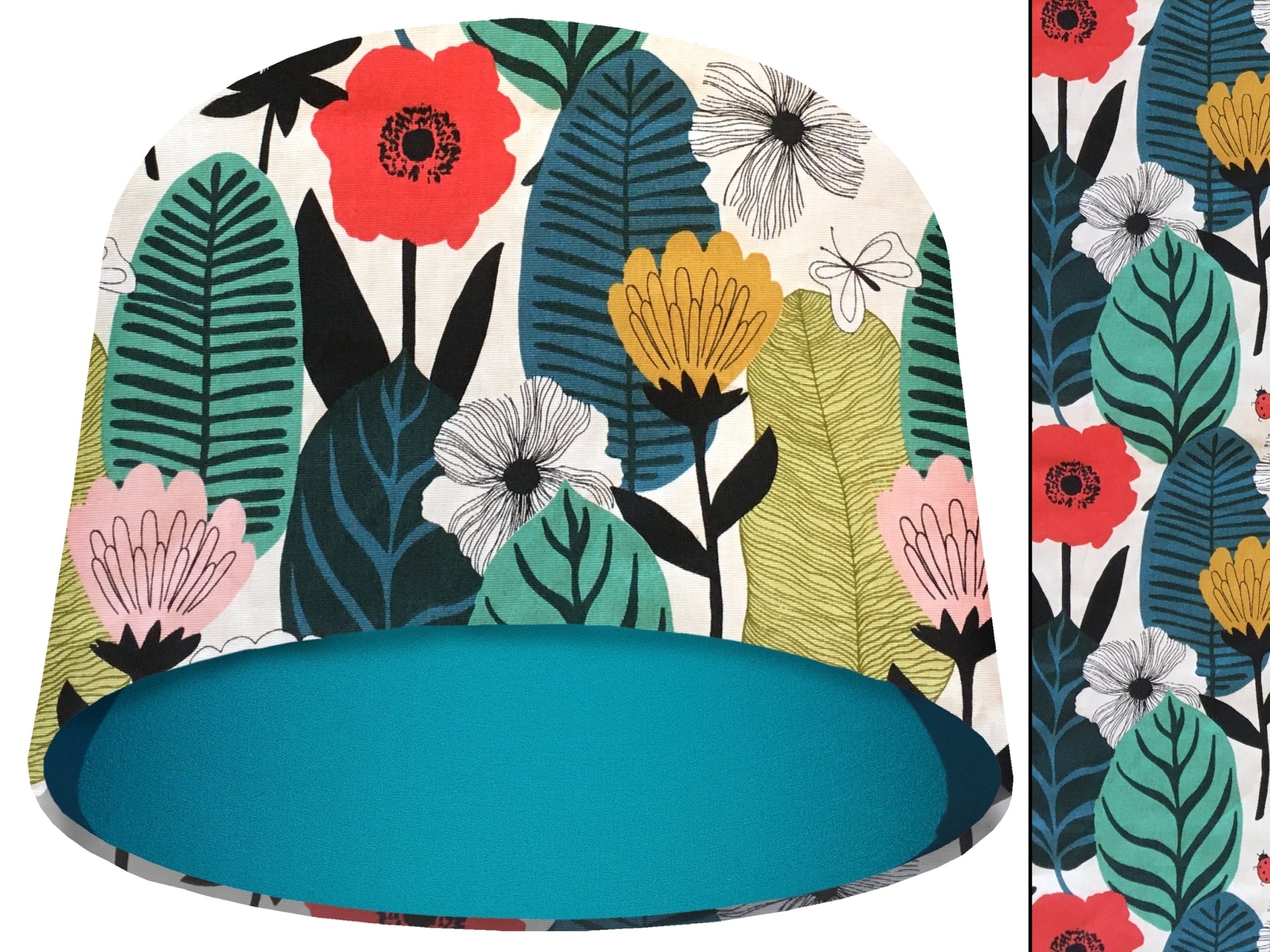 Summer Leaf Light Shade Teal, Modern Scandi Lampshade
