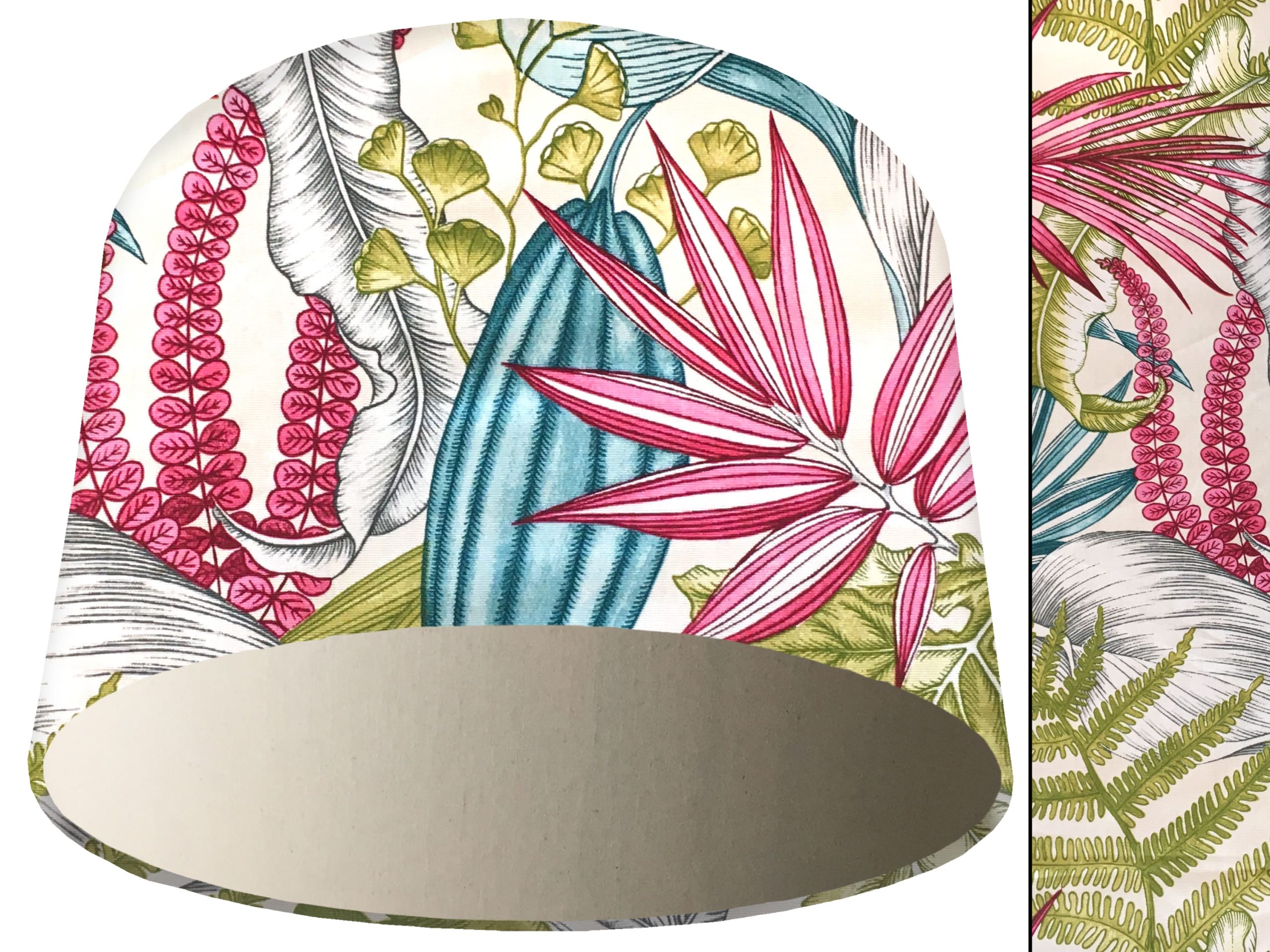 White Tropical Pink Light Shade Cream, Vibrant Lampshade