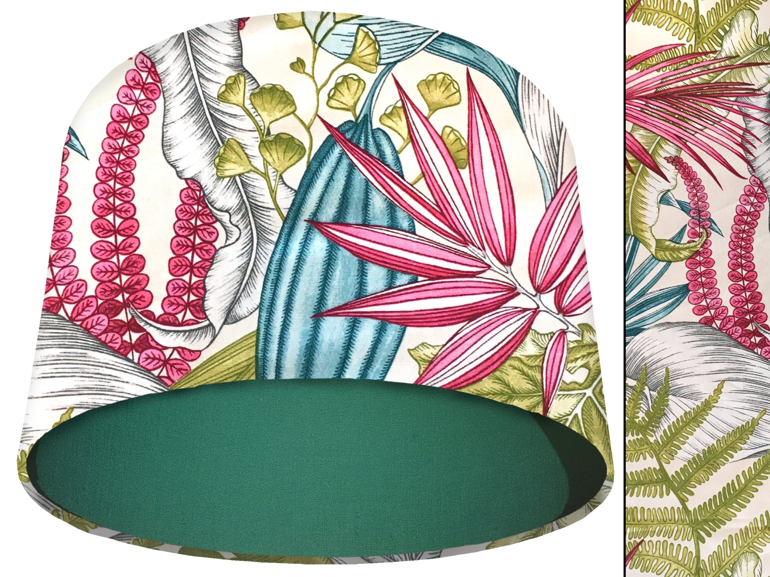 White Tropical Pink Light Shade Green, Vibrant Lampshade