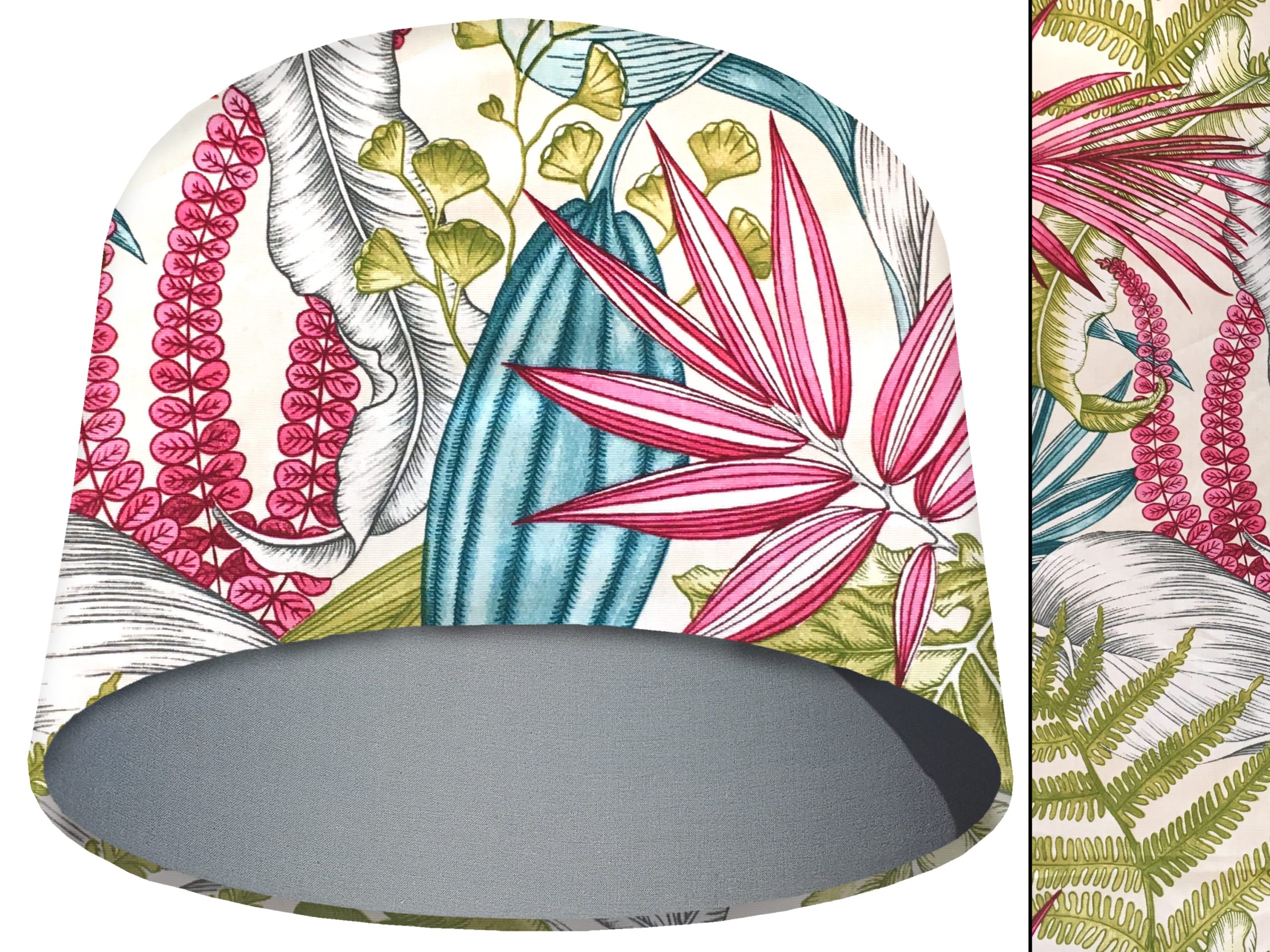 White Tropical Pink Light Shade Light Grey, Vibrant Lampshade