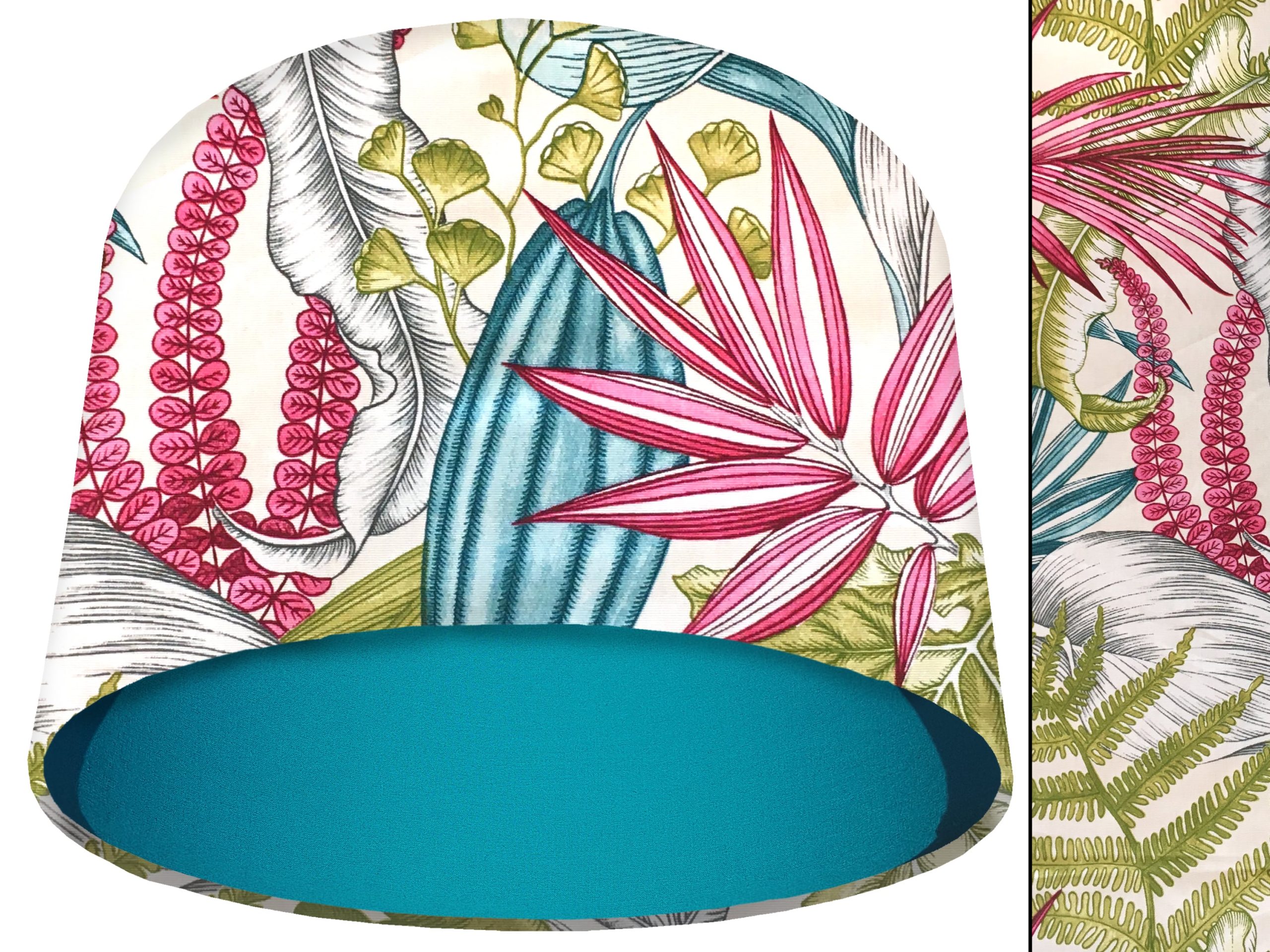 White Tropical Pink Light Shade Teal, Vibrant Lampshade