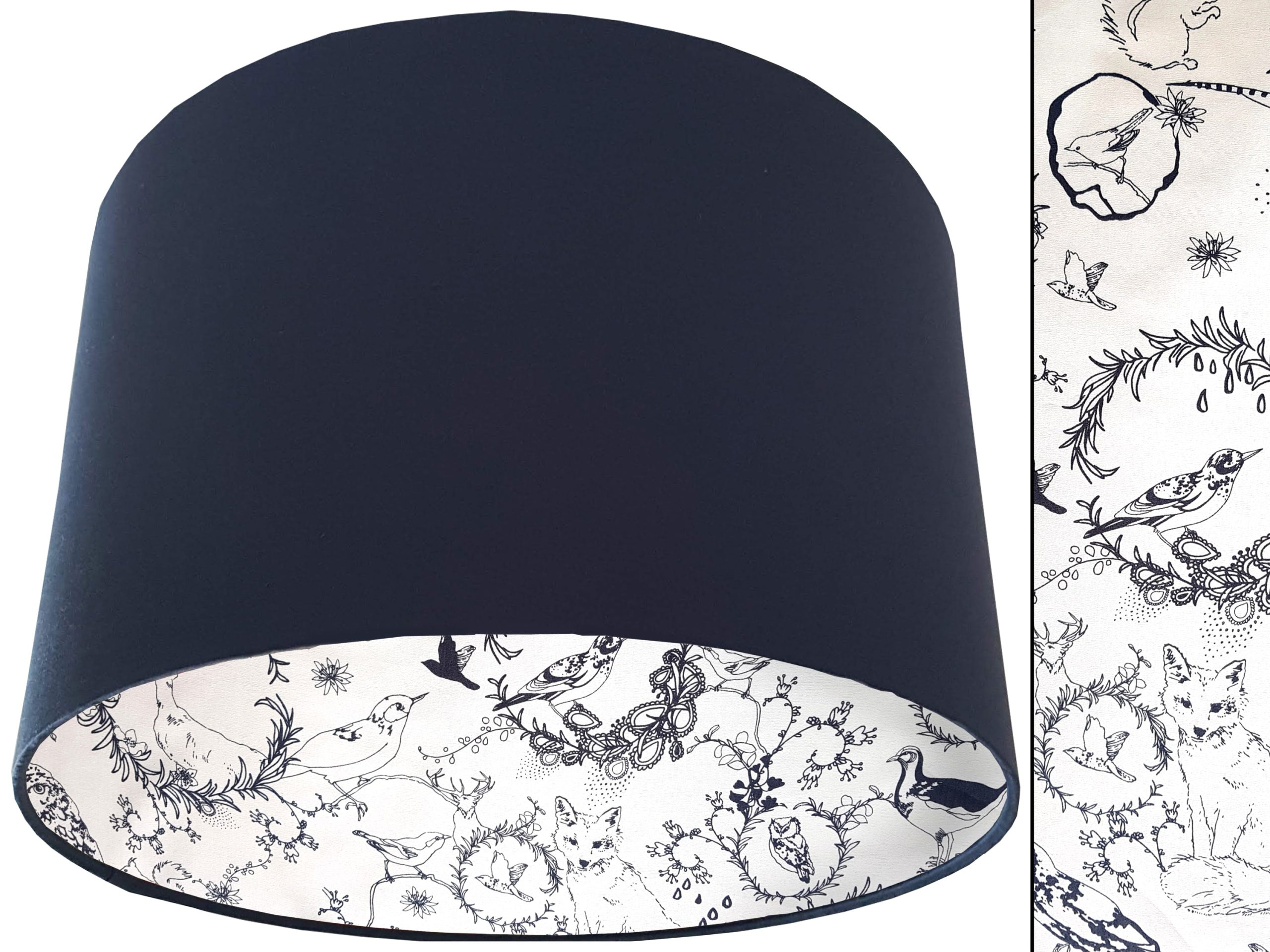 Black & White Animals Lampshade Blue, Traditional Country