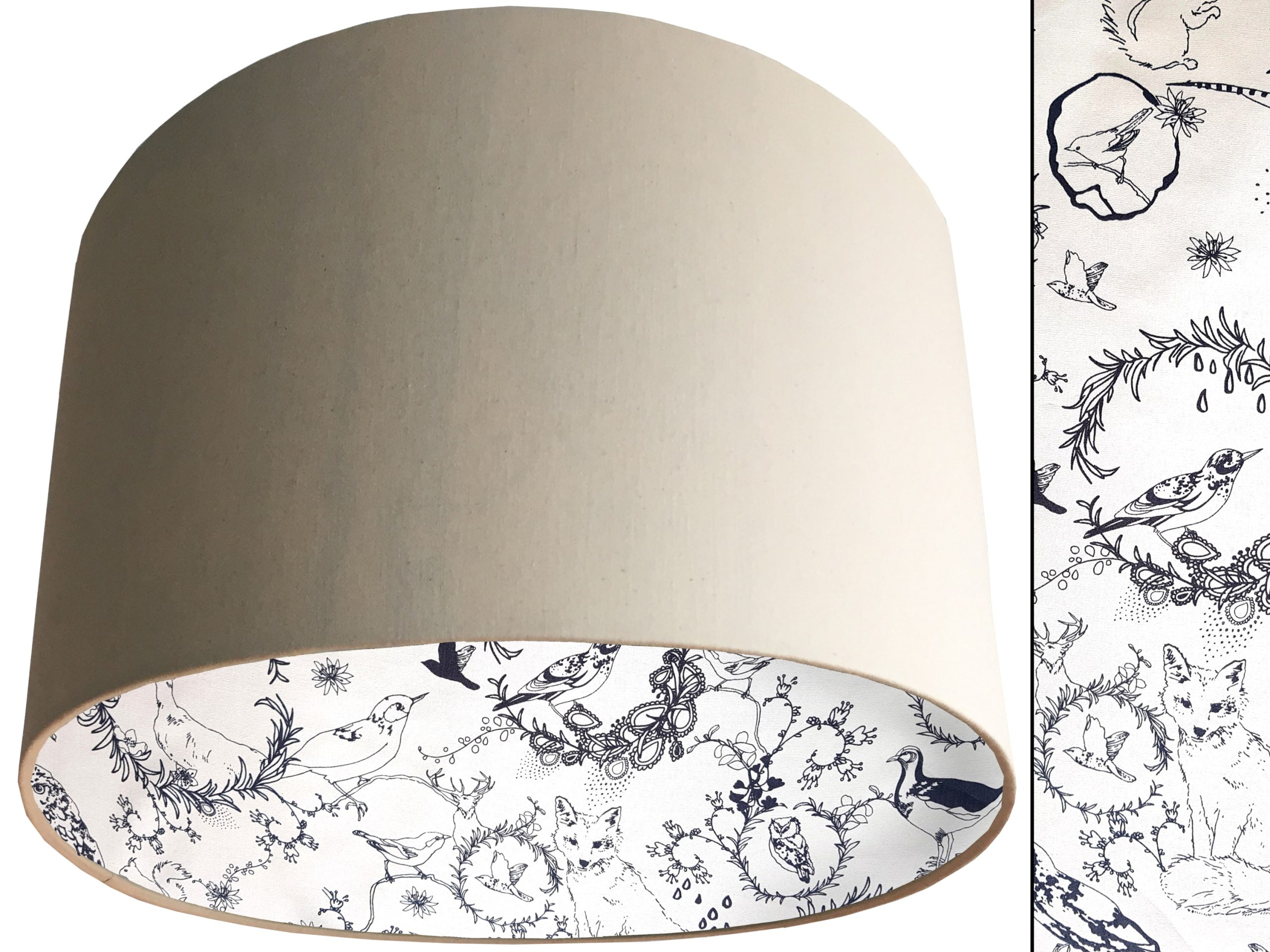 Black & White Animals Lampshade Cream, Traditional Country