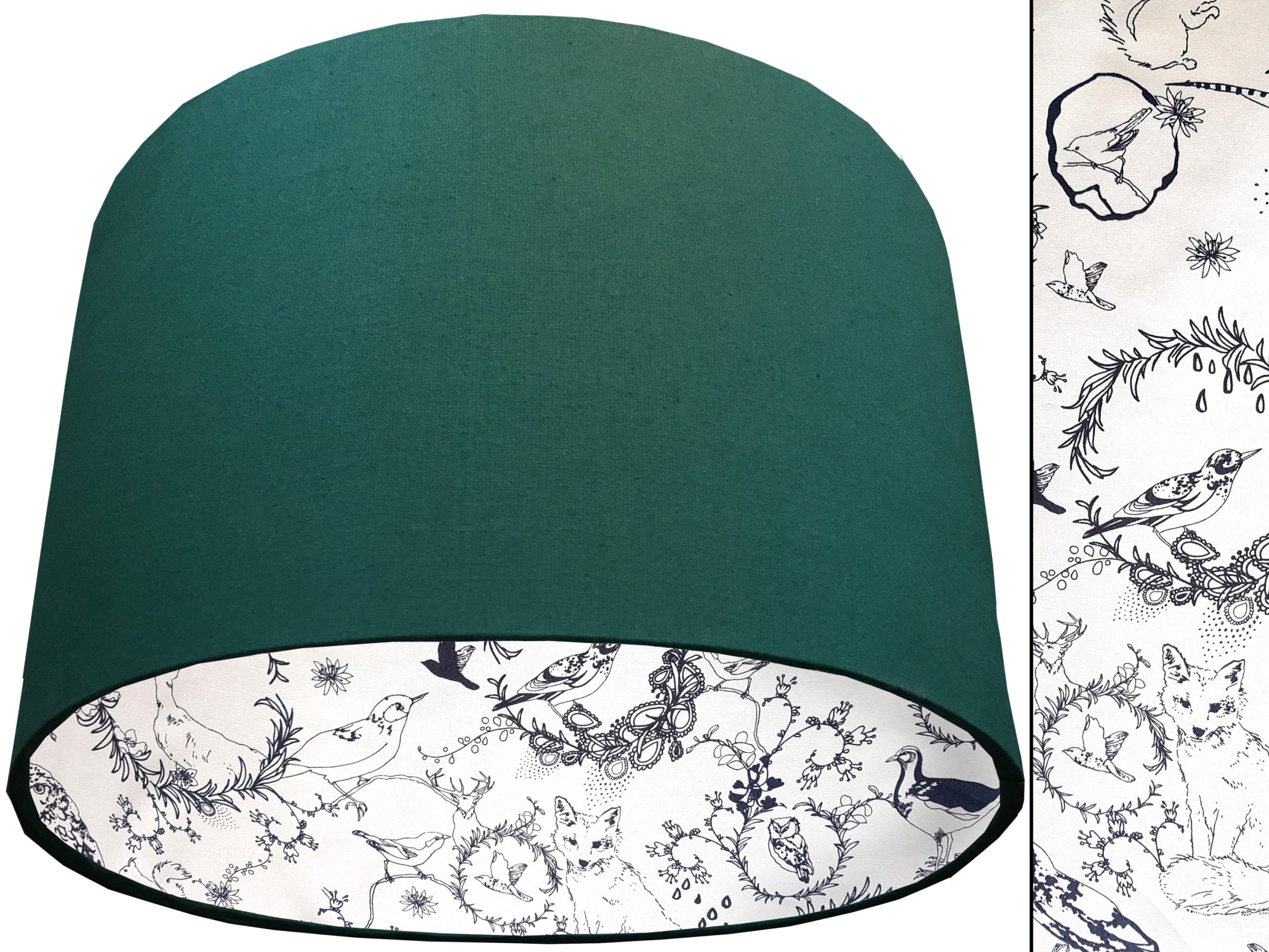 Black & White Animals Lampshade Green, Traditional Country