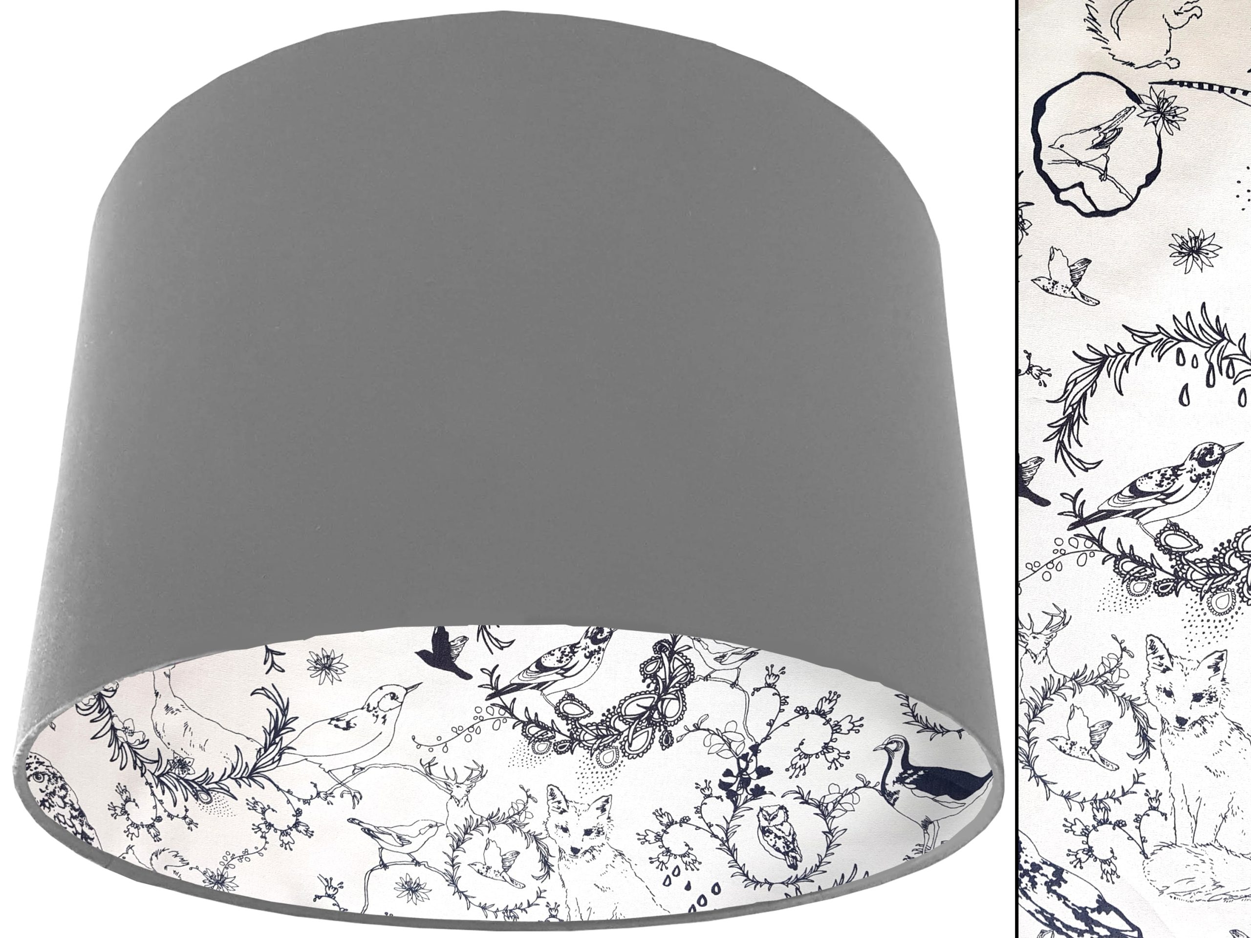 Black & White Animals Lampshade Light Grey, Traditional Country