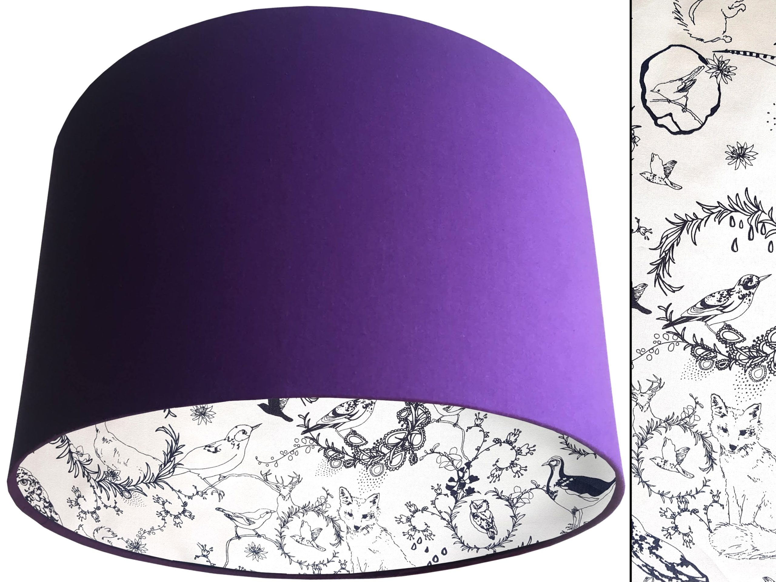 Black & White Animals Lampshade Purple, Traditional Country