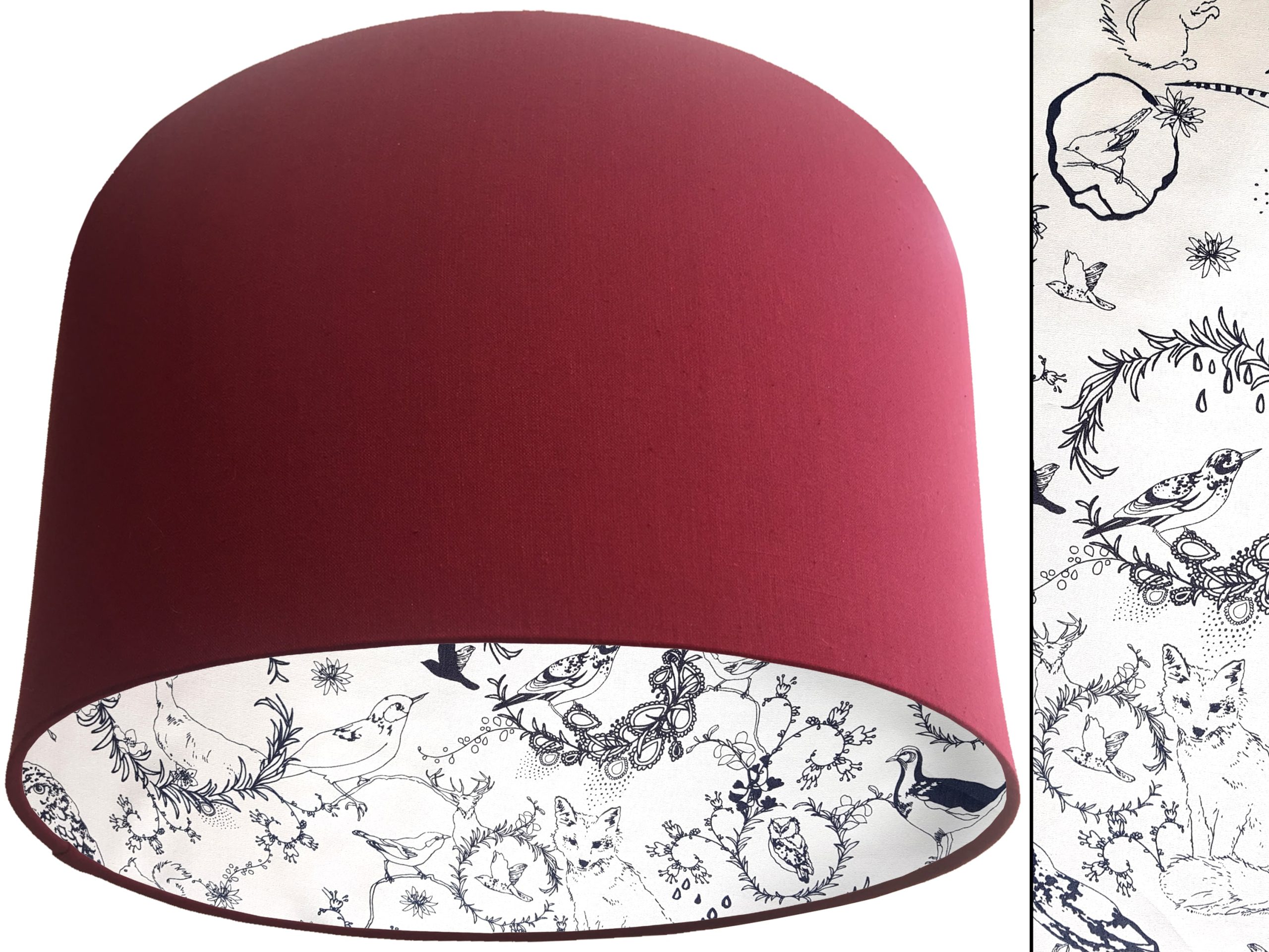 Black & White Animals Lampshade Red, Traditional Country
