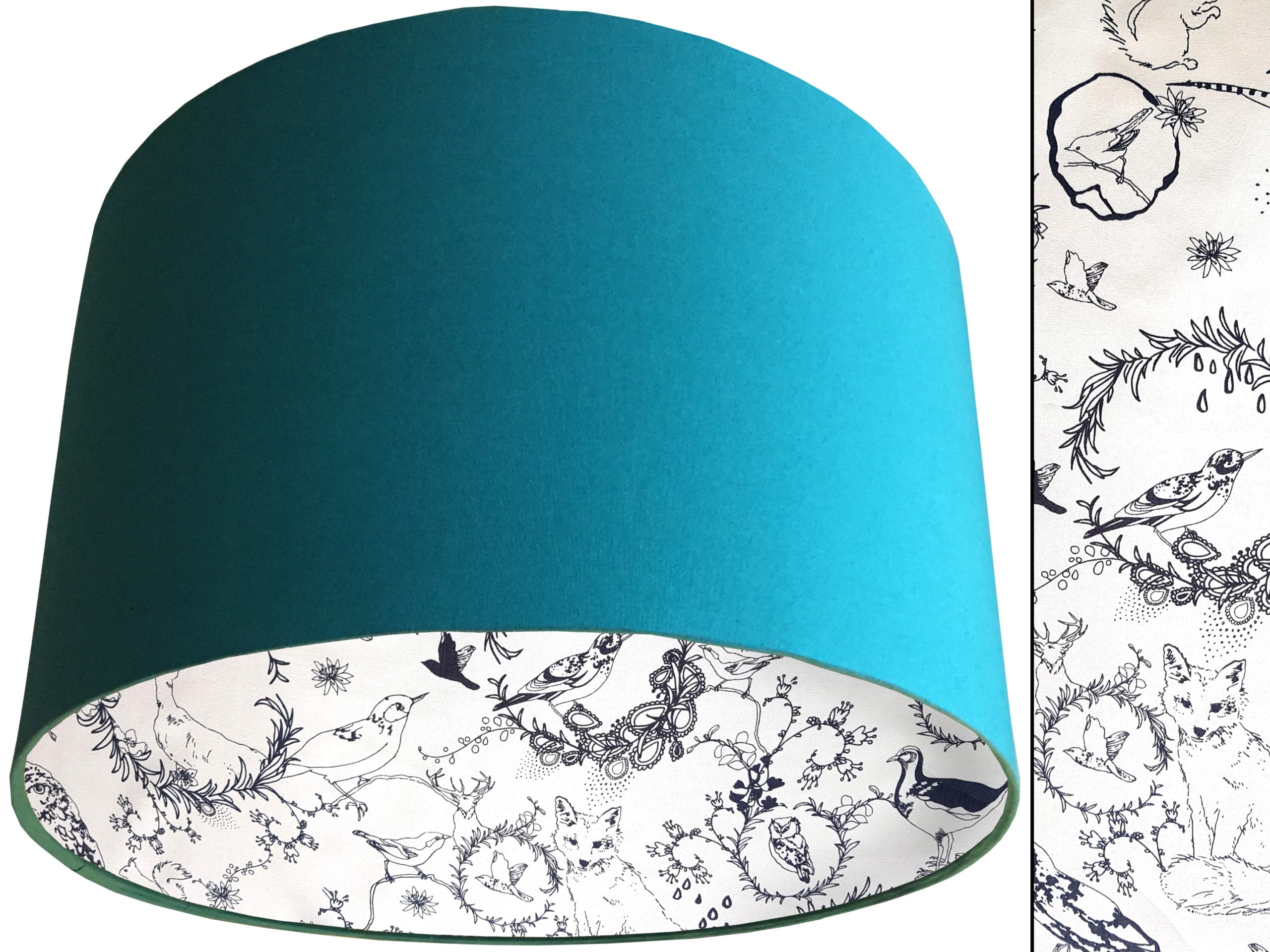 Black & White Animals Lampshade Teal, Traditional Country