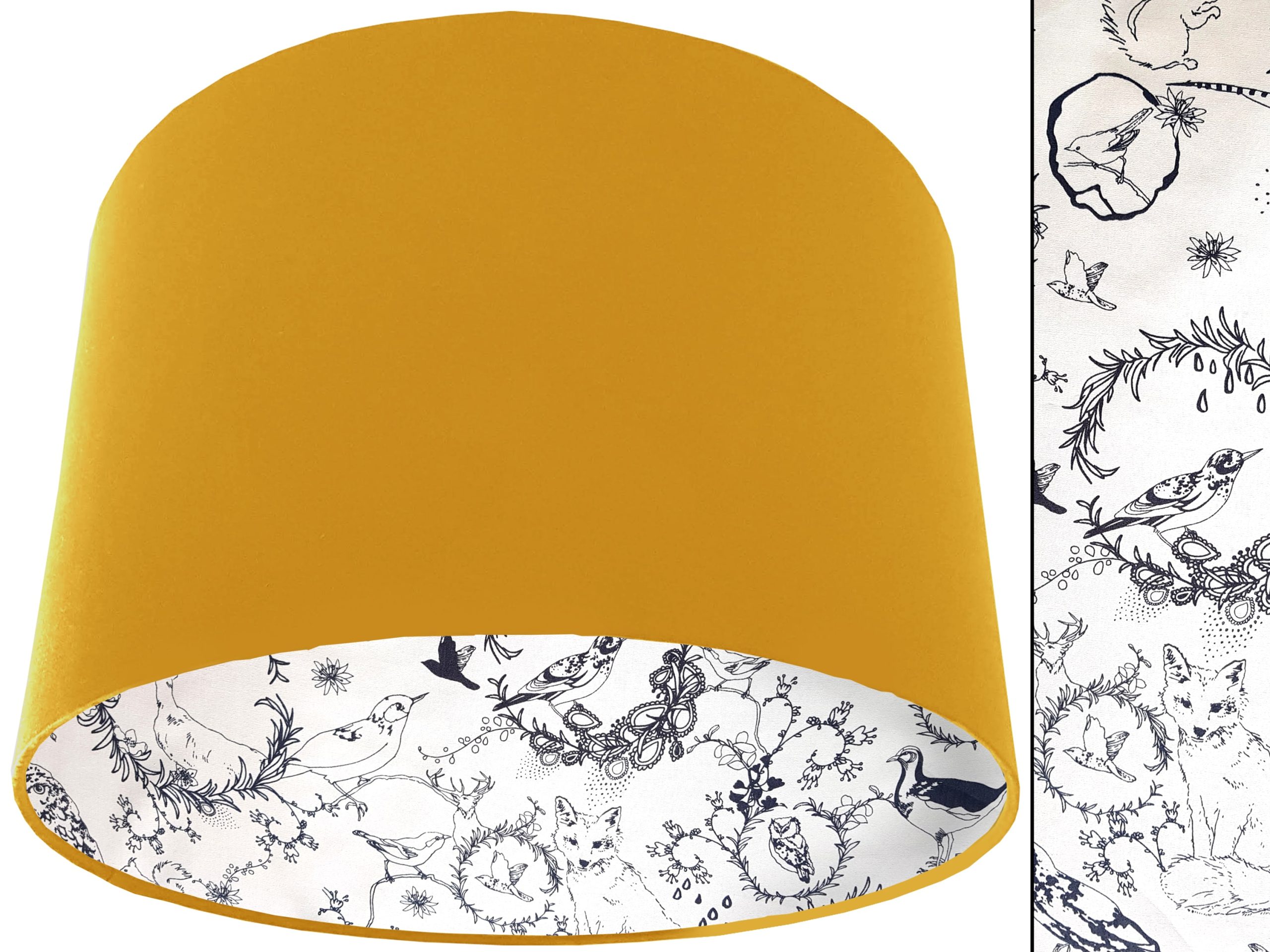 Black & White Animals Lampshade Yellow, Traditional Country