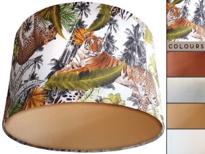 Big Cats Light Velvet Lampshade, Bold Tropical Home Interior