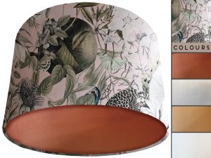 Victorian Botanical Blush Pink Velvet Lampshade Copper, Traditional