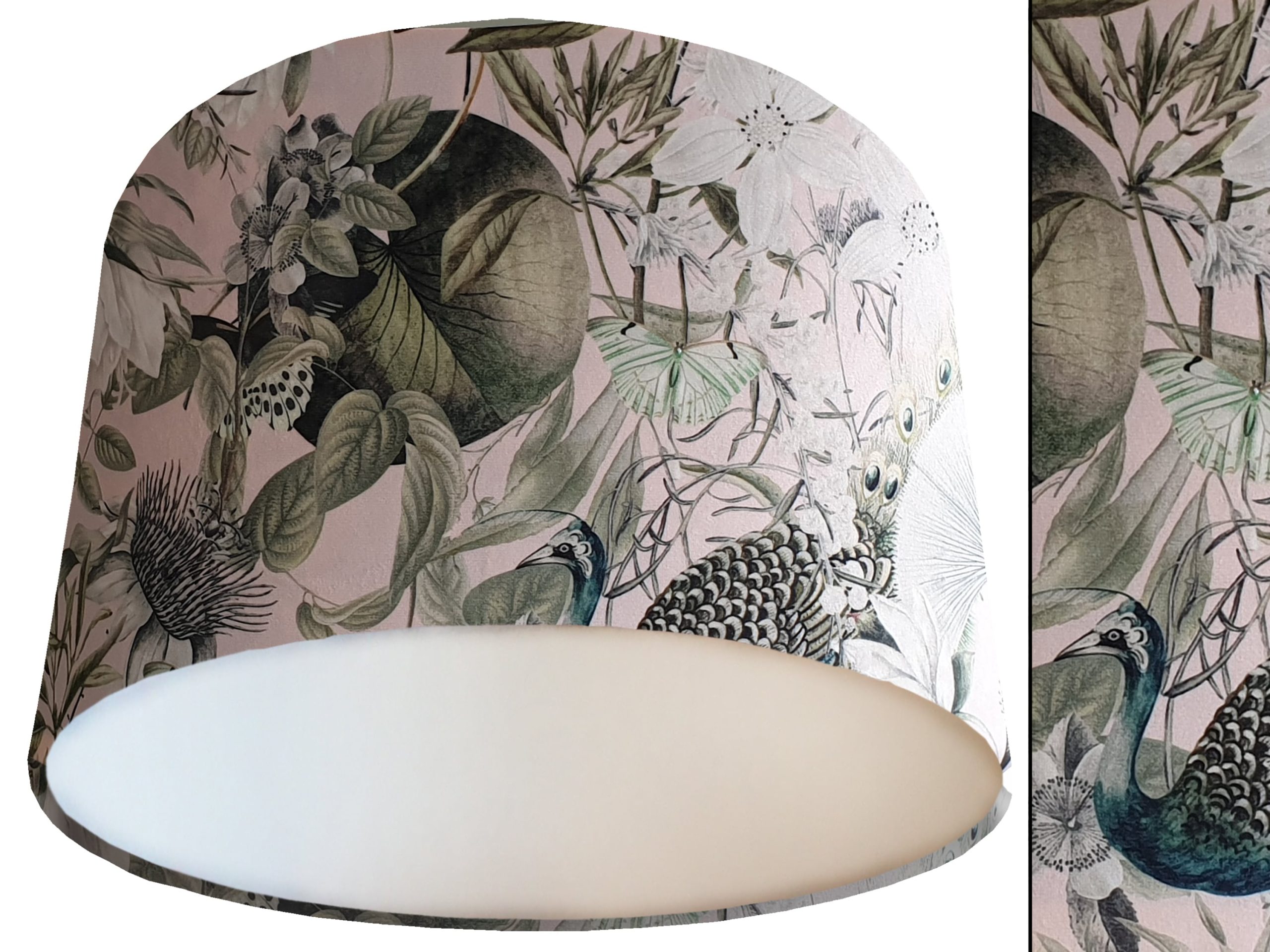Victorian Botanical Blush Pink Velvet Lampshade White, Traditional