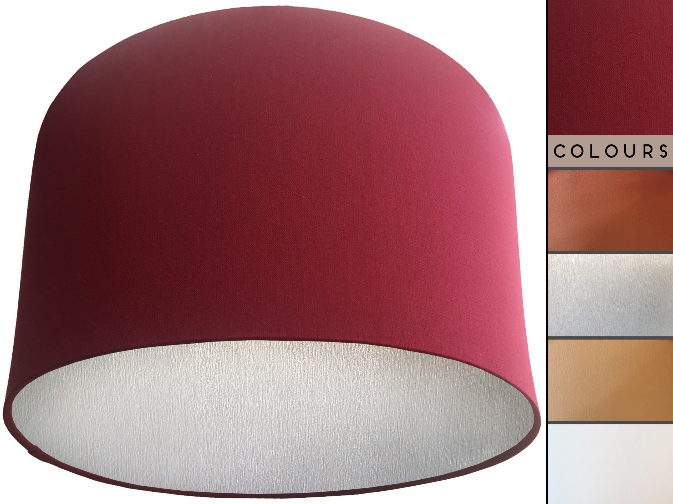 Red Lampshade Silver, Plain Cherry Red Light Shade