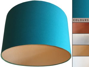 Teal Lampshade Gold, Plain Jaded Teal Light Shade