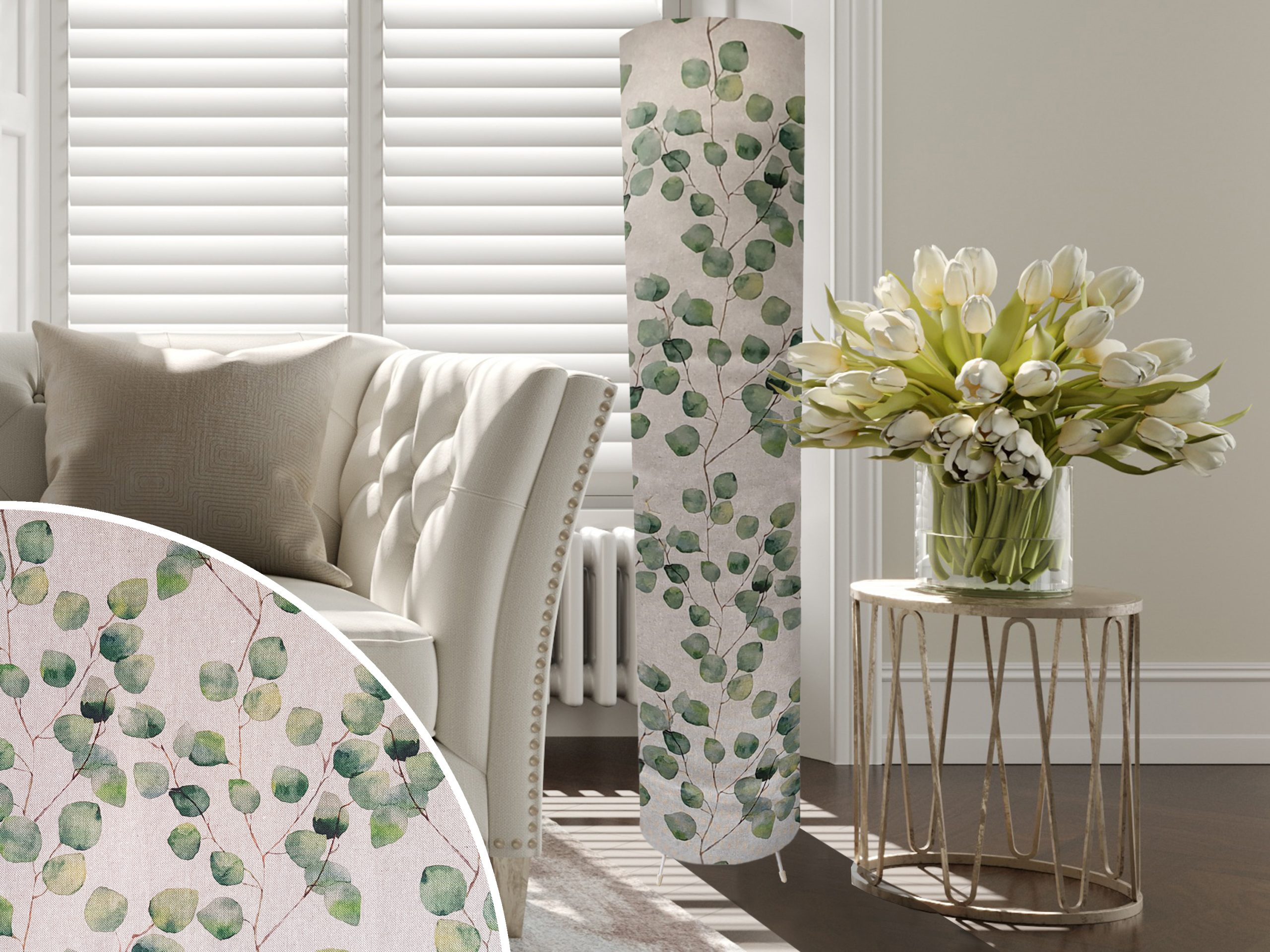 Honesty Green Floor Lamp, Botanical Lampshade