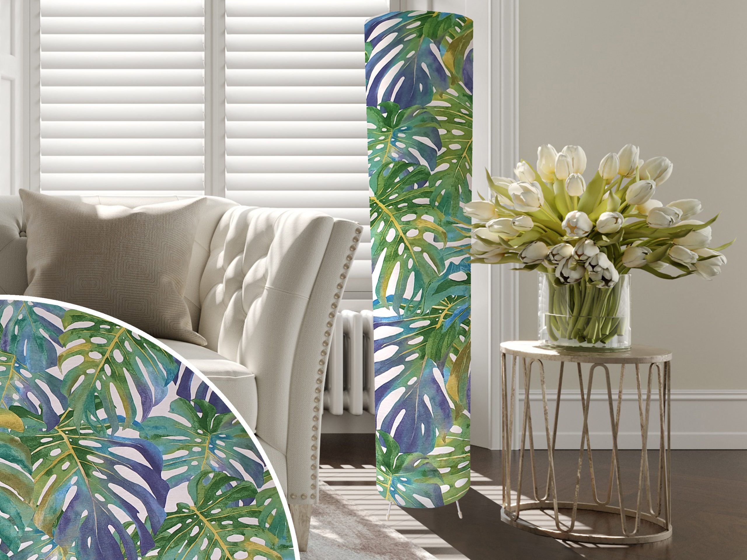Green Palm Floor Lamp, Tropical Home Interior