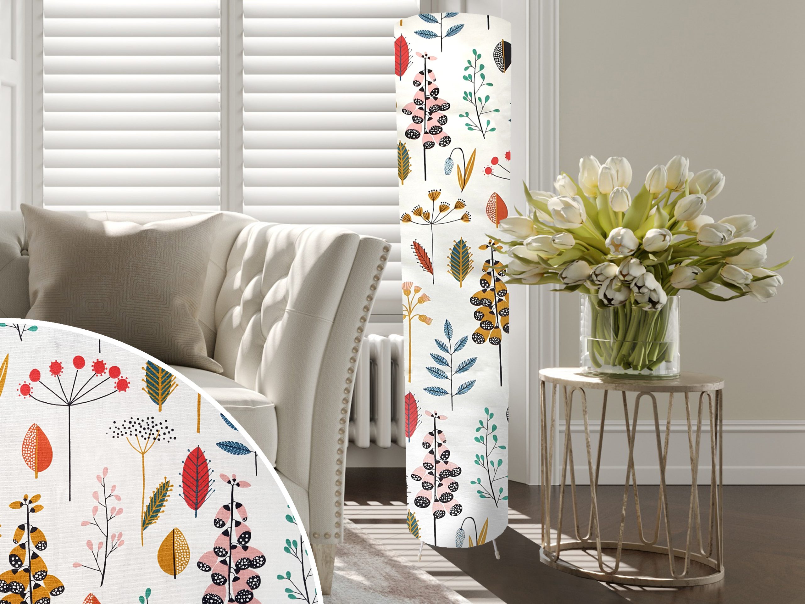 Scandi Flowers Floor Lamp, Scandinavian Home