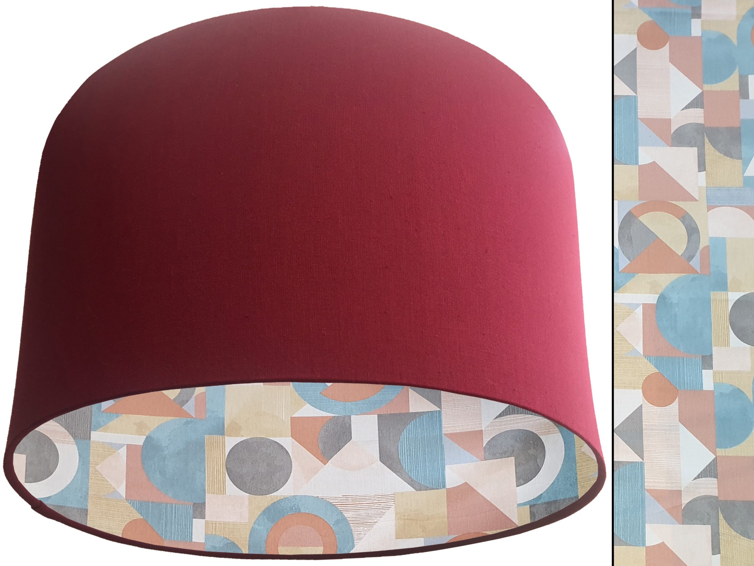 Art Deco Lampshade Red, Modern Geometric Light Shade