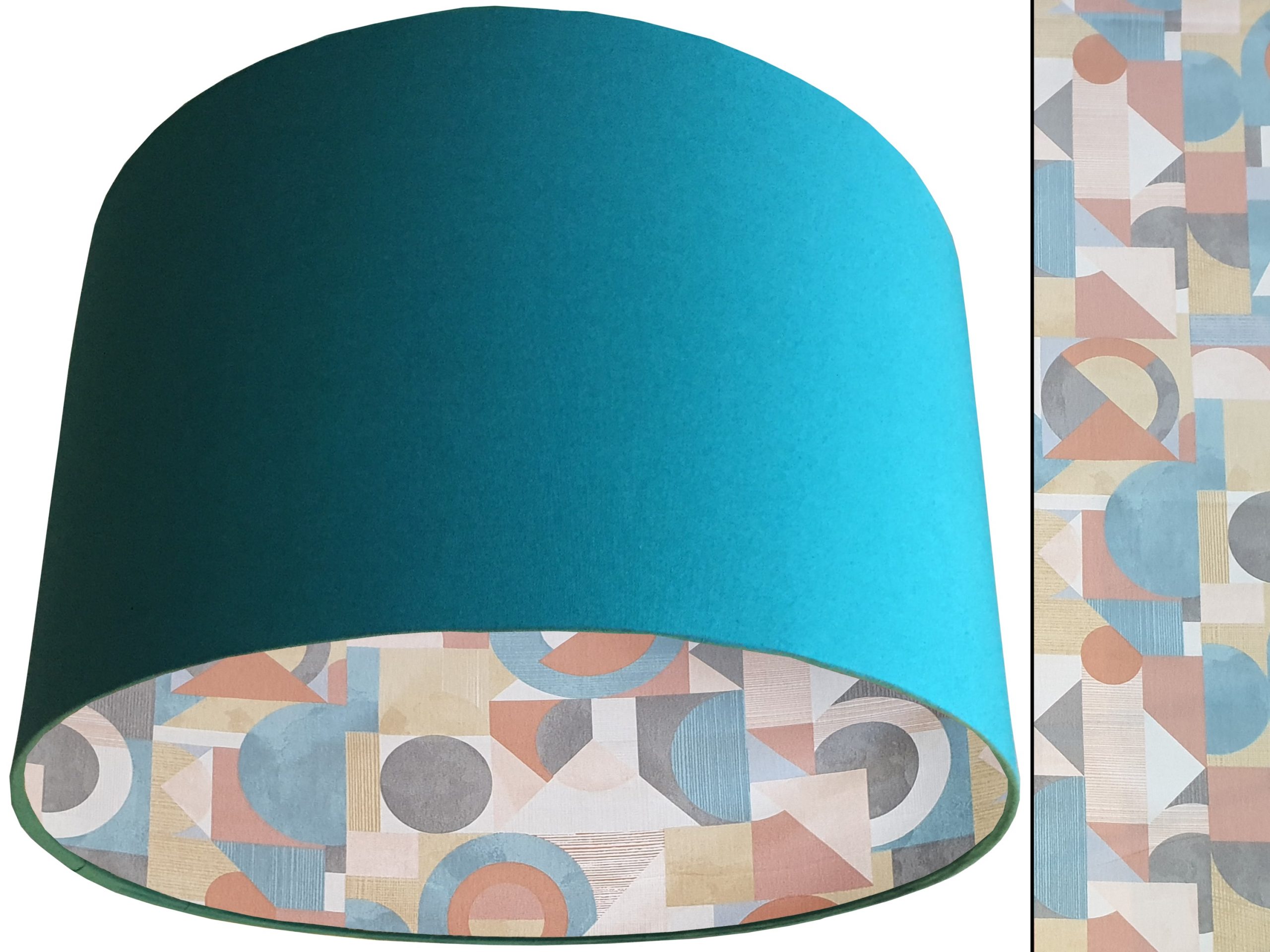 Art Deco Lampshade Teal, Modern Geometric Light Shade
