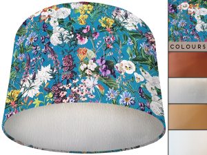 Bright Garden Flowers Velvet Lampshade Silver, Botanical
