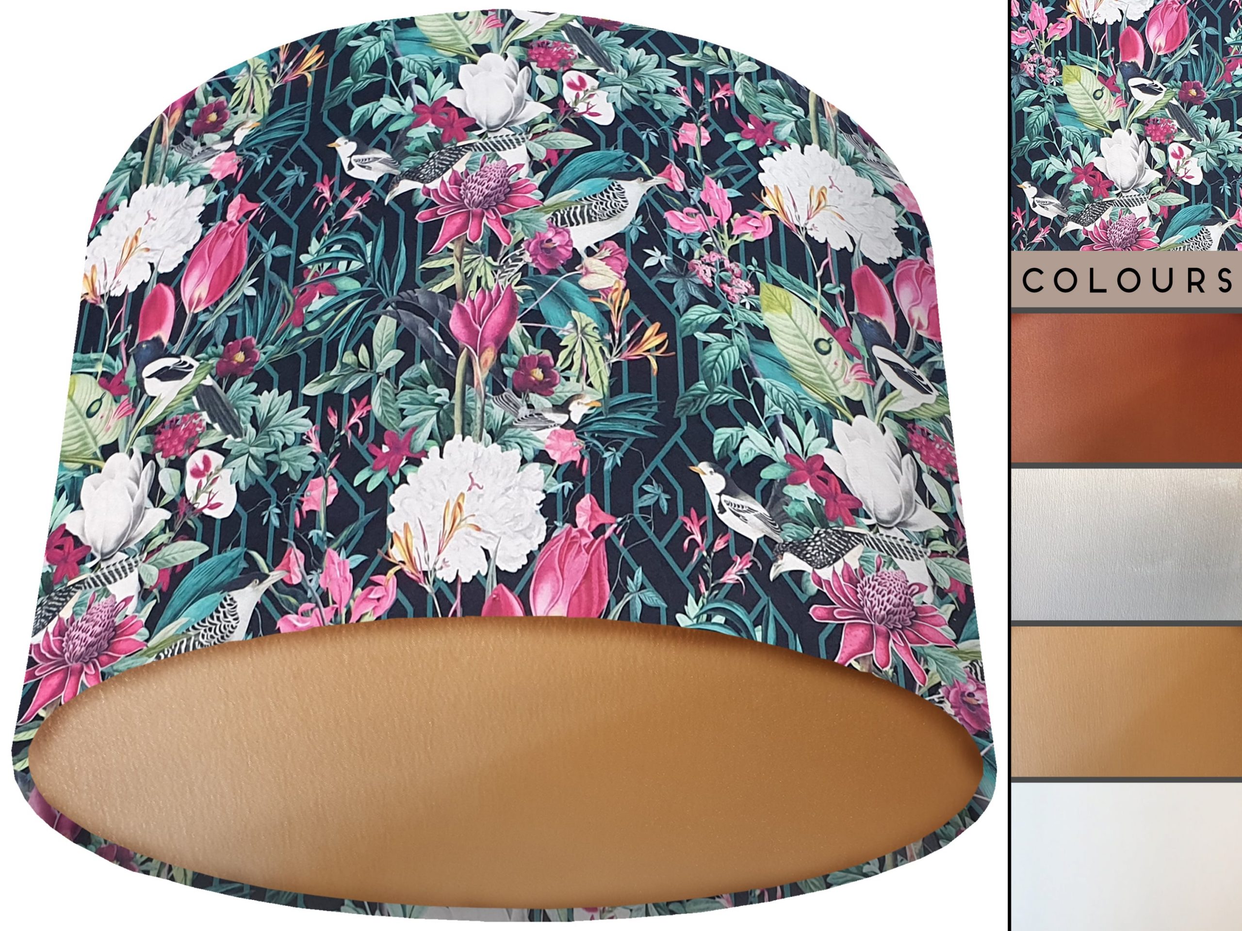 Garden Birds Dark Velvet Lampshade Gold, Country Home