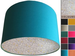 Grey Bird Botanical Lampshade Teal, Country Home Interior