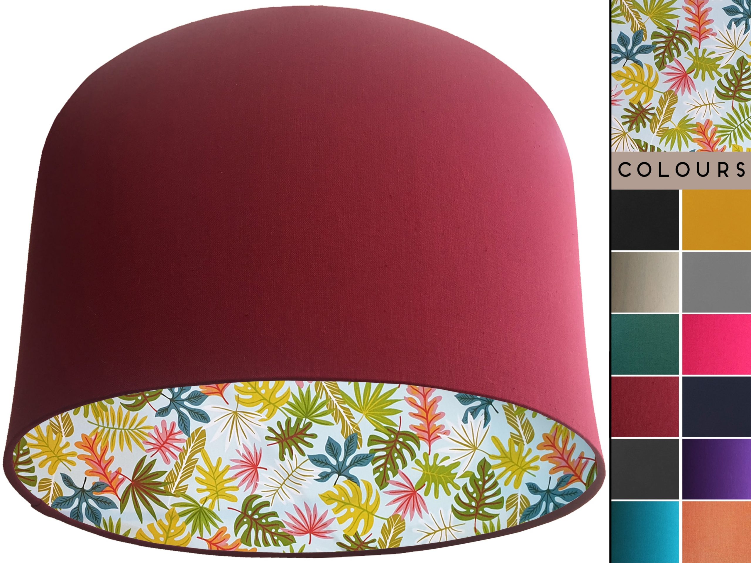 Tropical Leaf Mint Lampshade Red, Vibrant Interior Lighting