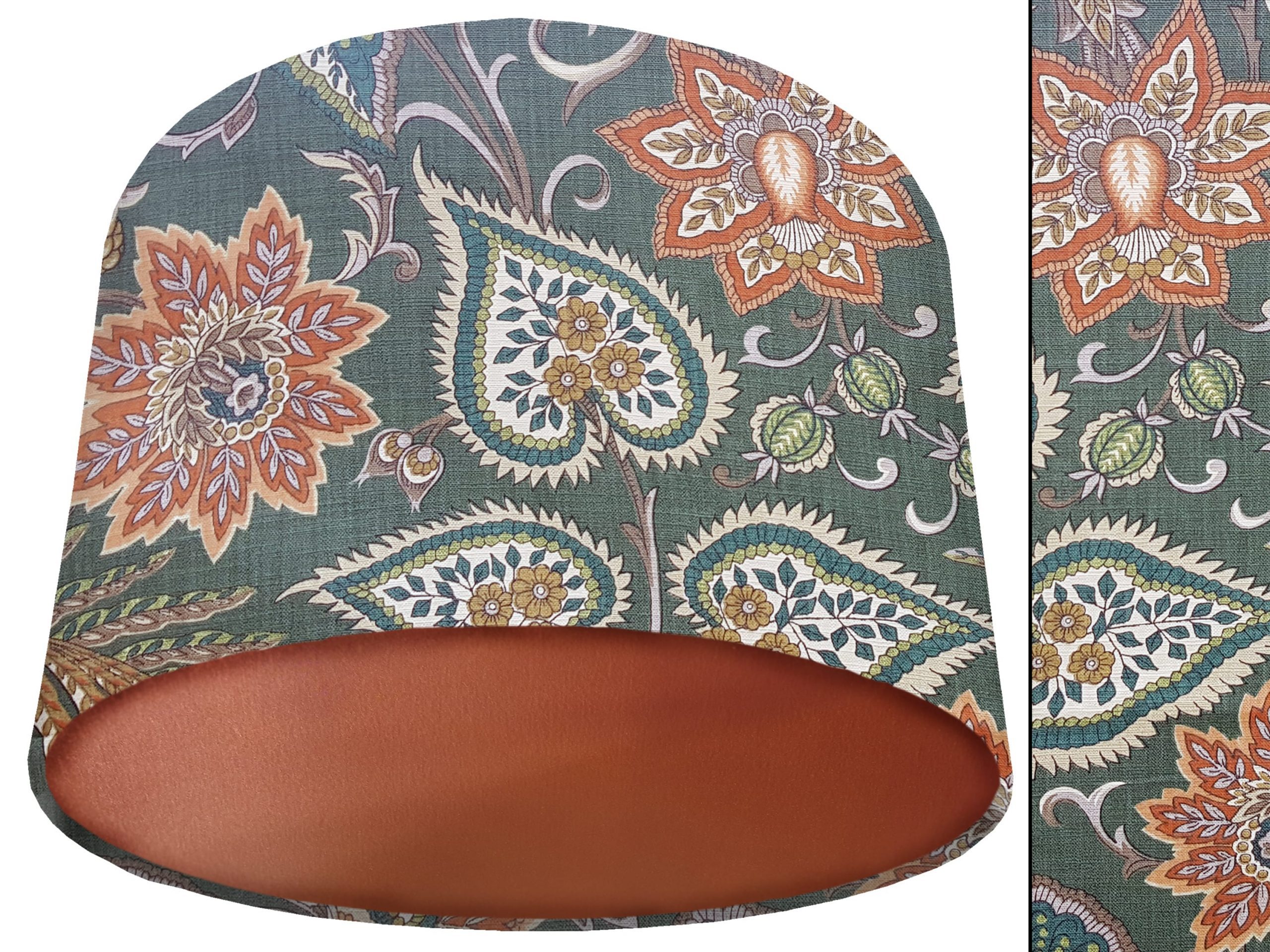 Green Paisley Lamp Shade Copper, Modern Home Interior