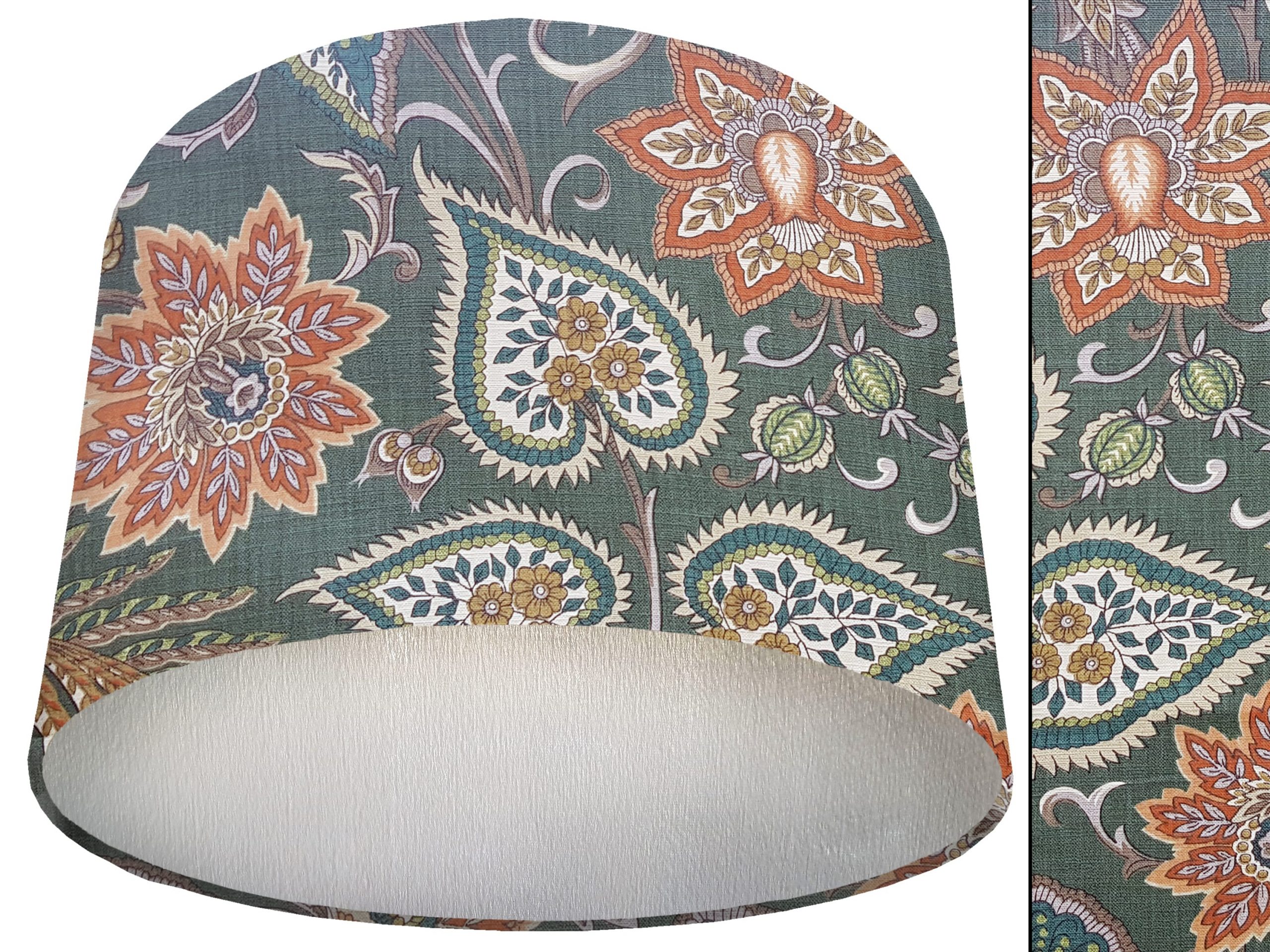 Green Paisley Lamp Shade Silver, Modern Home Interior