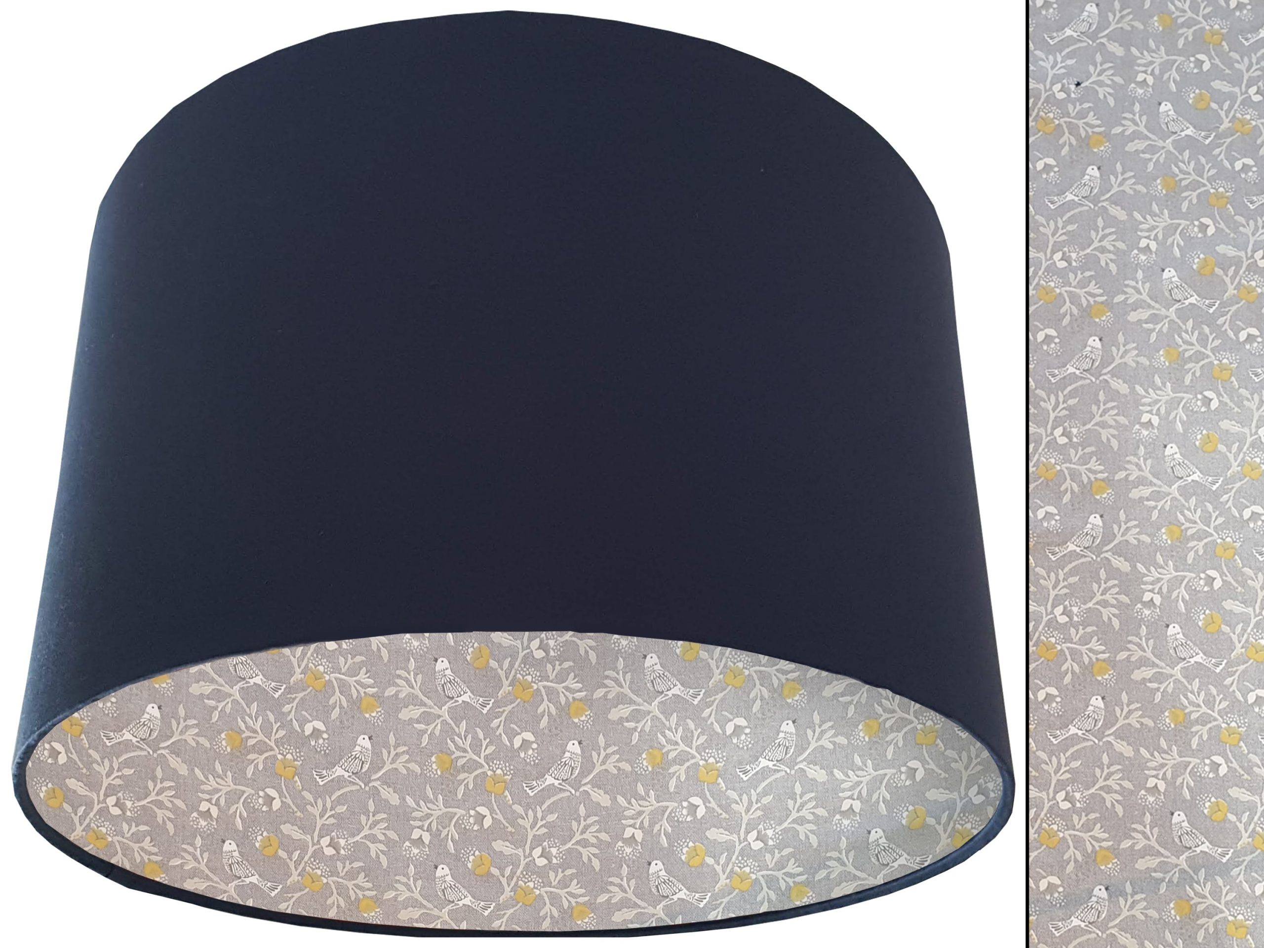 Grey Bird Botanical Lampshade Blue, Country Home Interior