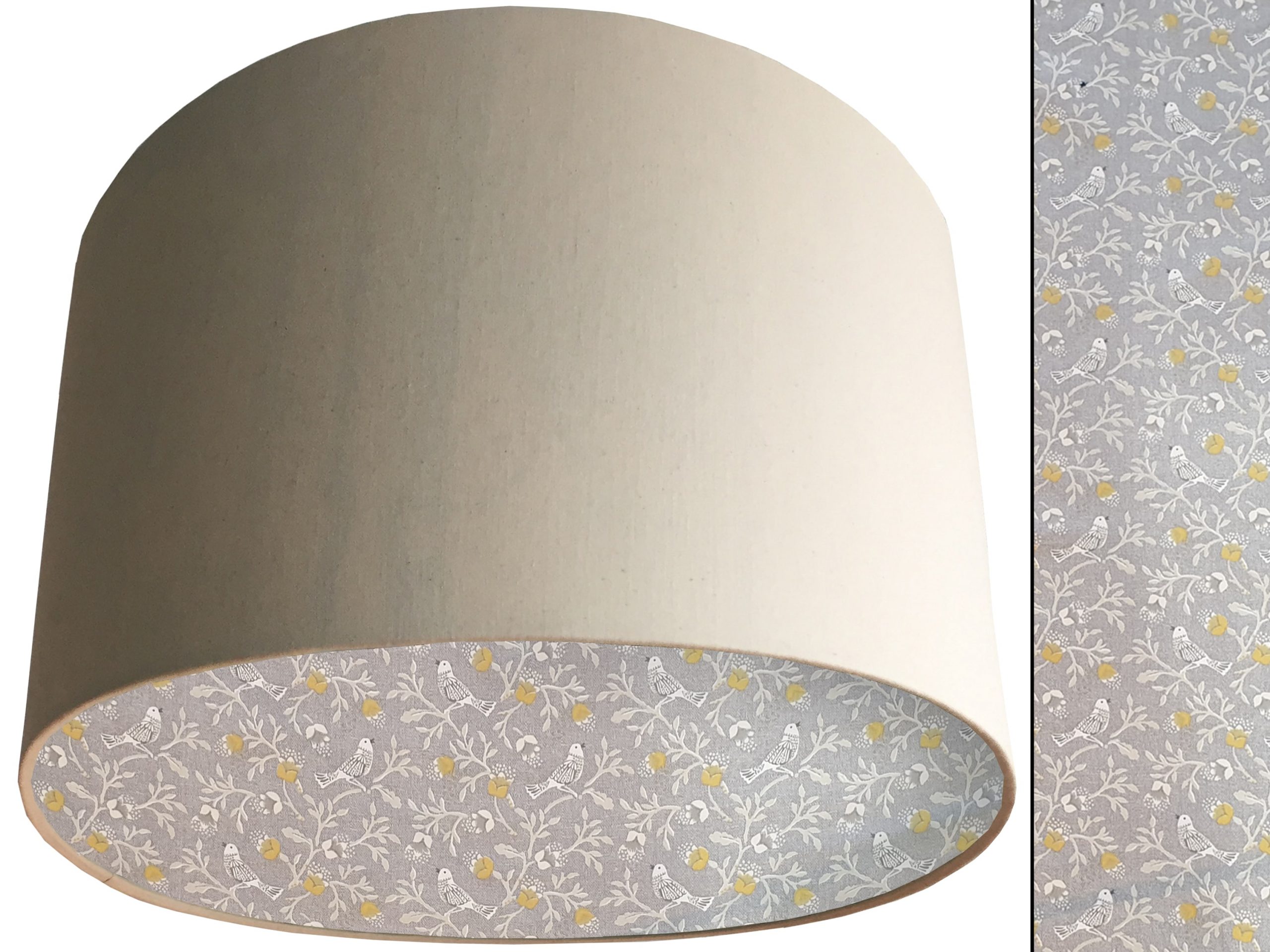 Grey Bird Botanical Lampshade Cream, Country Home Interior