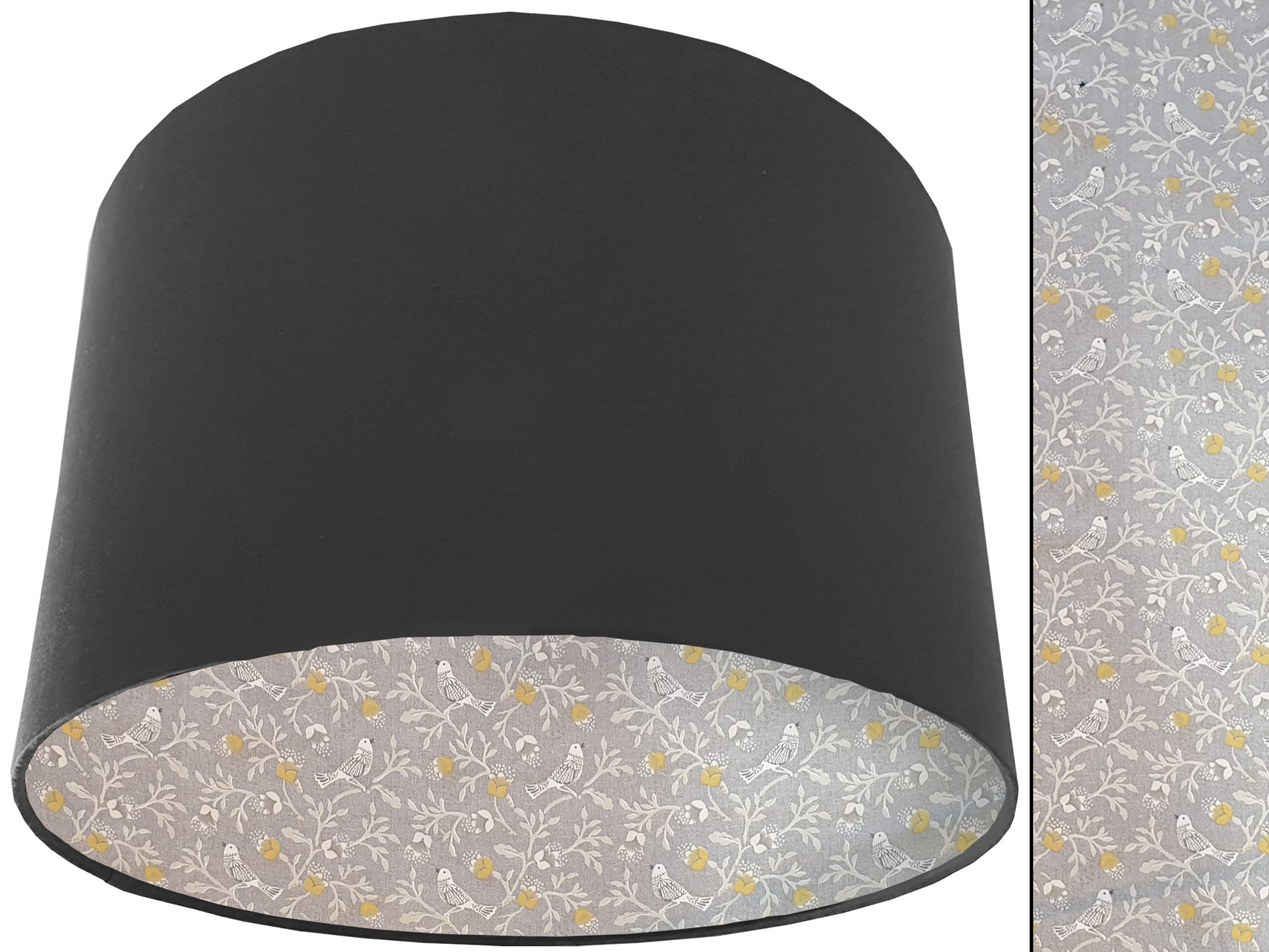 Grey Bird Botanical Lampshade Dark Grey, Country Home Interior
