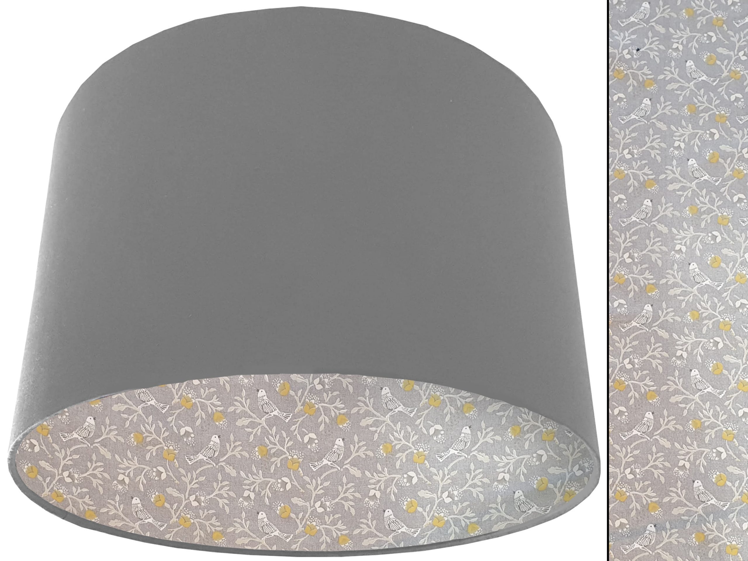 Grey Bird Botanical Lampshade Light Grey, Country Home Interior