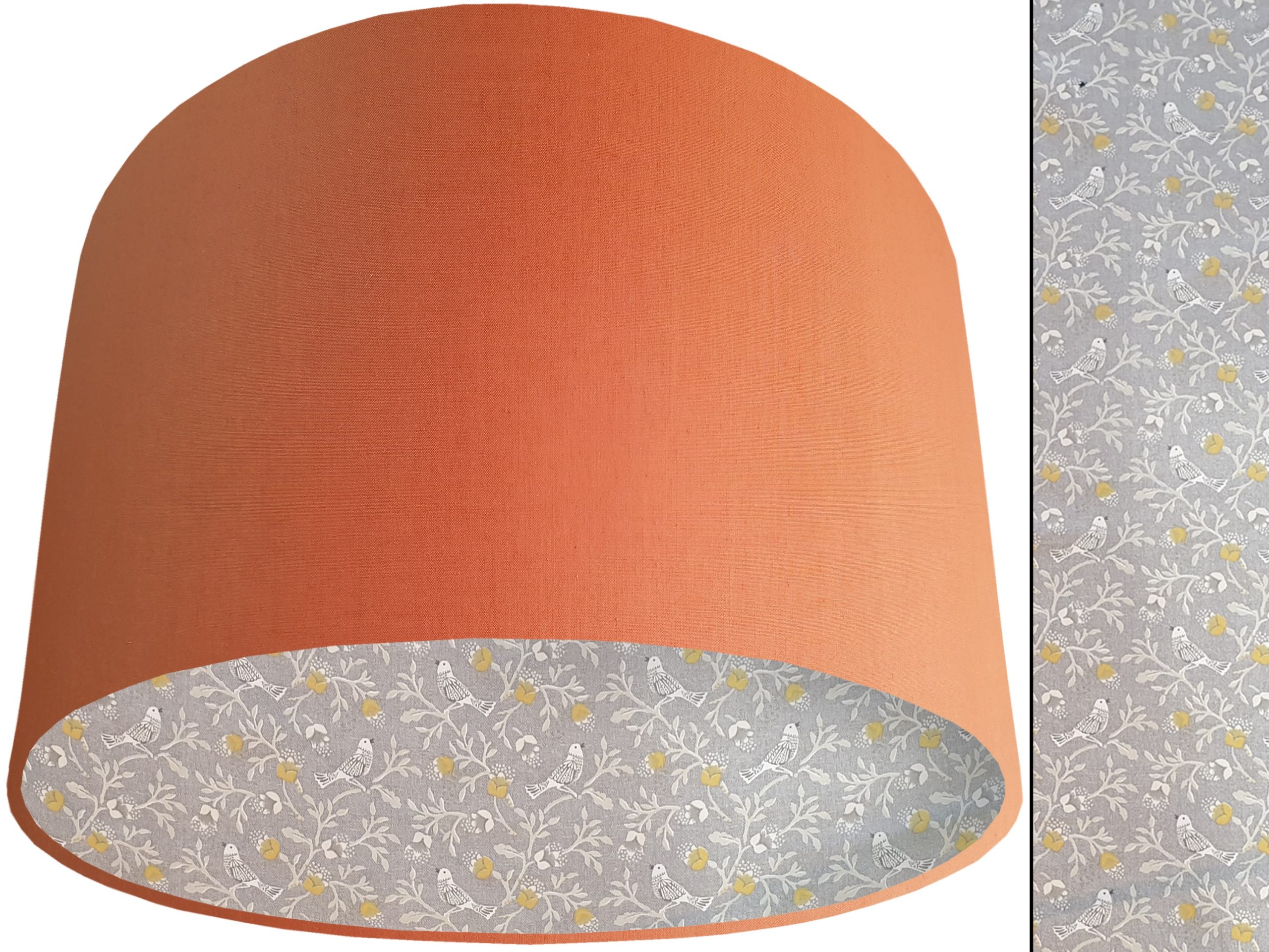 Grey Bird Botanical Lampshade Orange, Country Home Interior