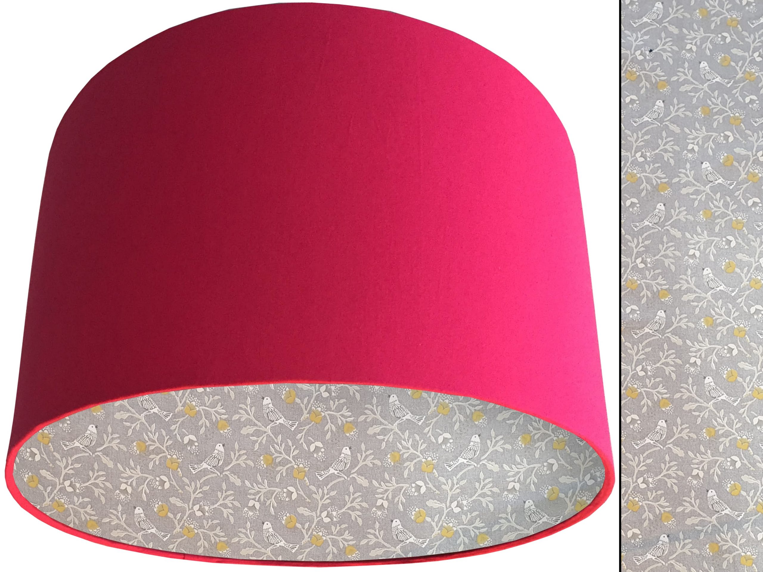 Grey Bird Botanical Lampshade Pink, Country Home Interior