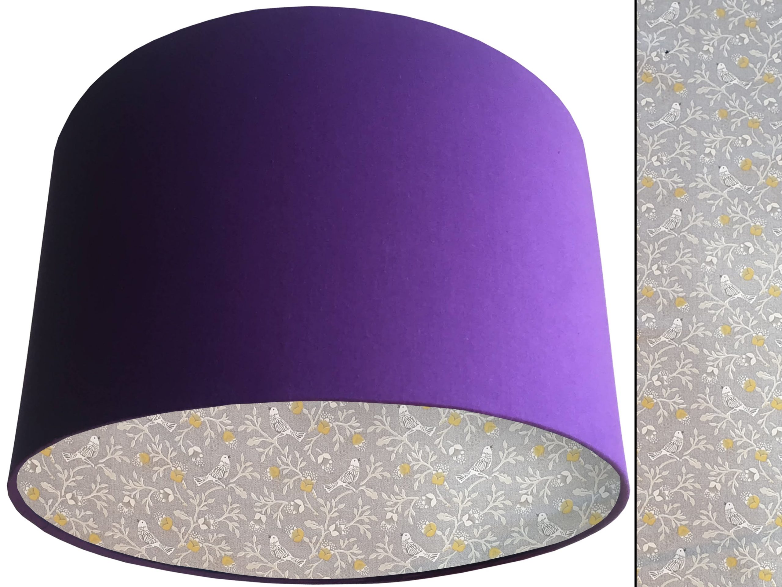 Grey Bird Botanical Lampshade Purple, Country Home Interior