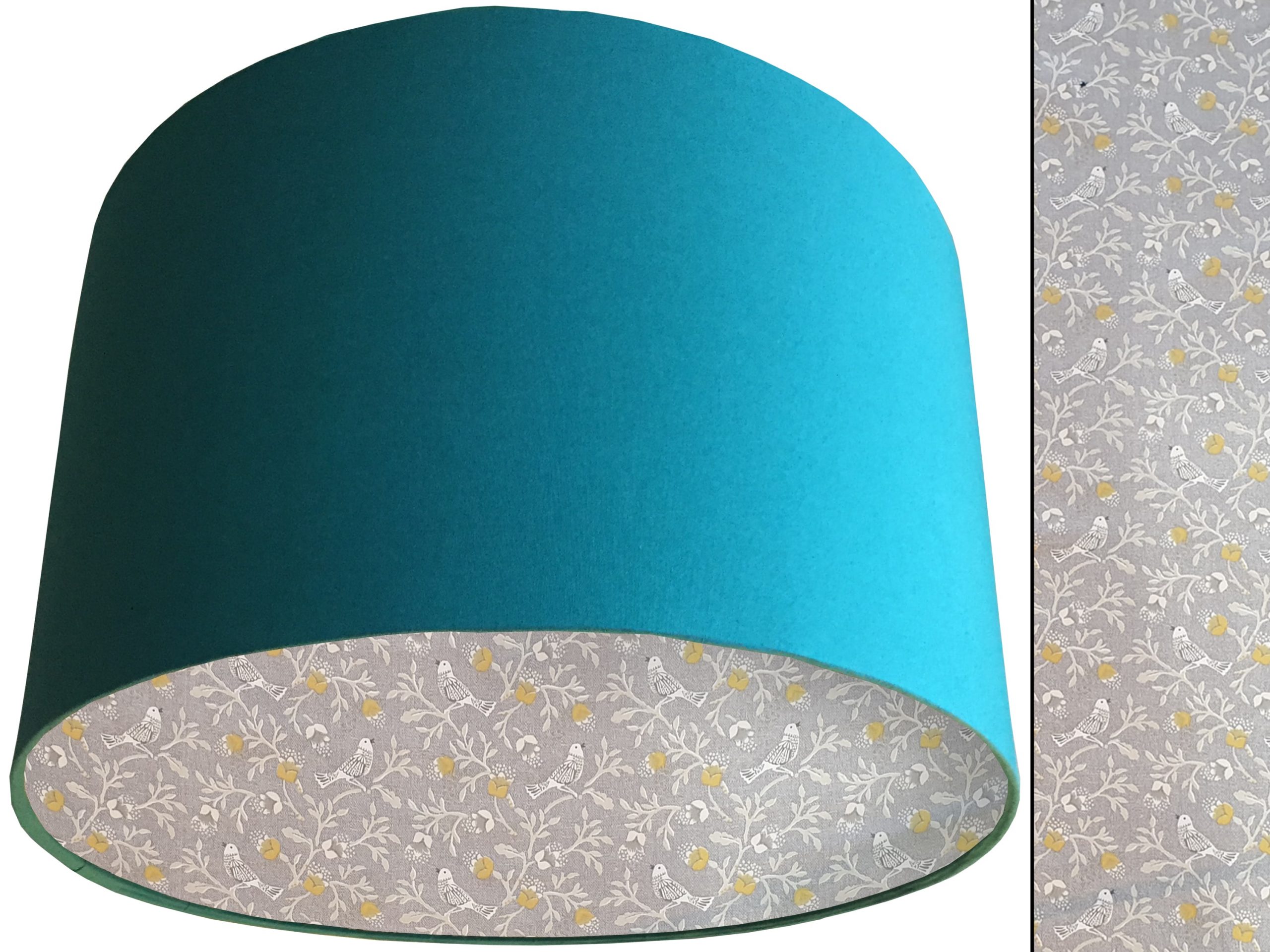 Grey Bird Botanical Lampshade Teal, Country Home Interior